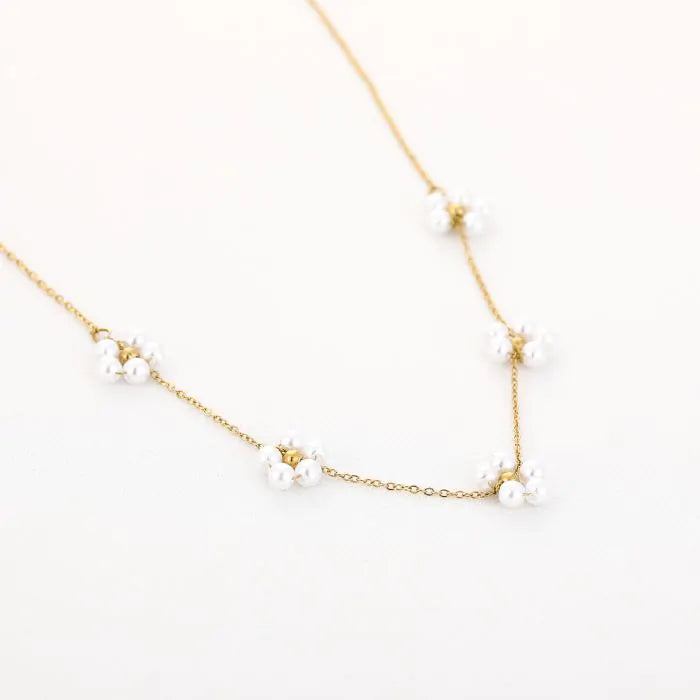 5 flower ketting goud