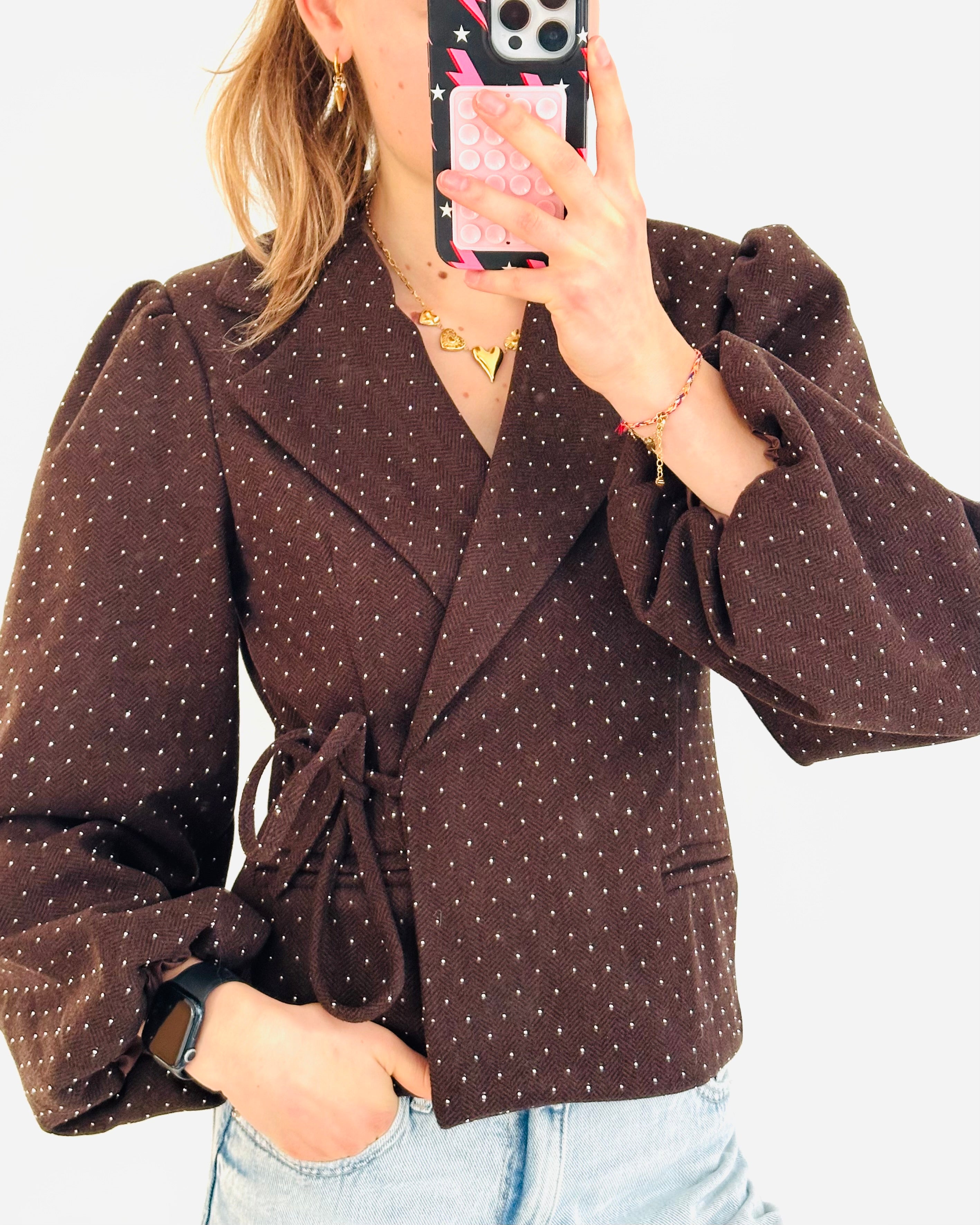 Elin wrap blazer glitter brown