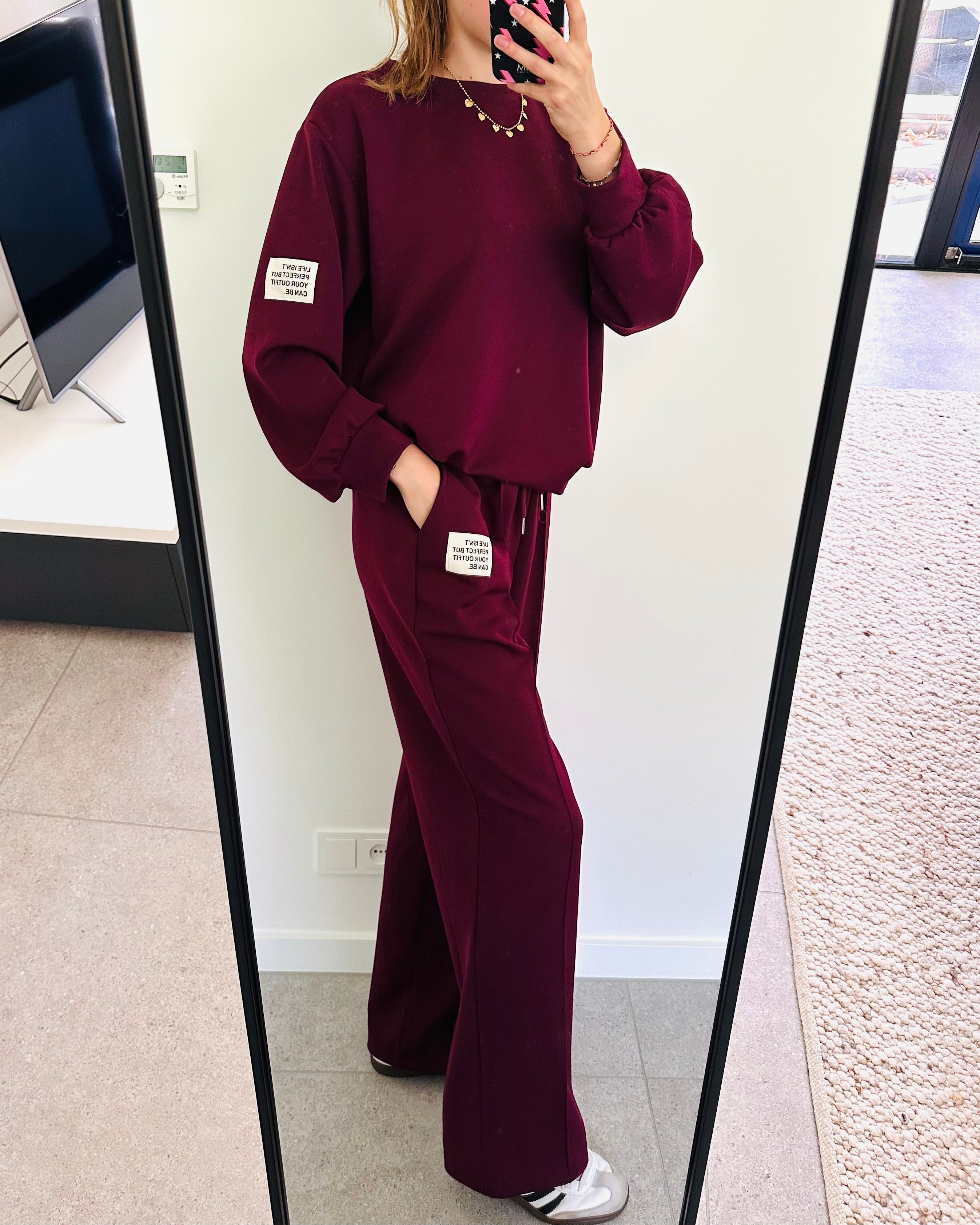Oversized amy set lange mouw bordeaux