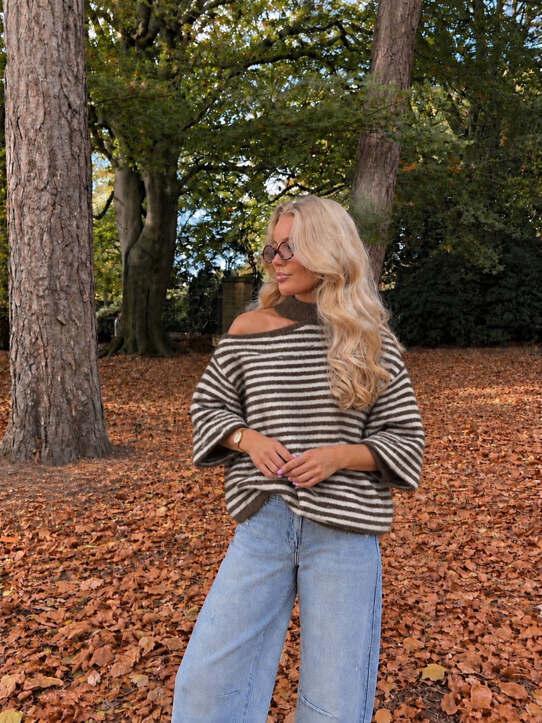 Chloé Choker Knit striped taupe