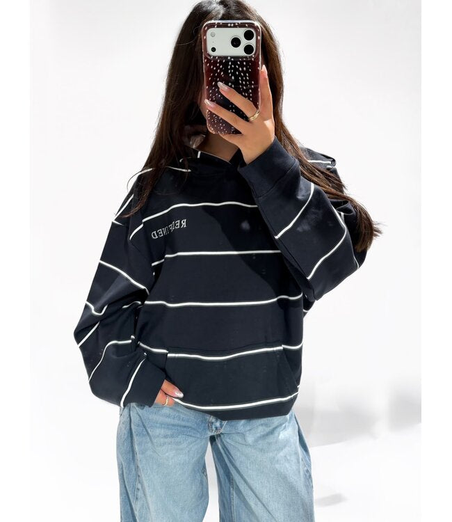 Redefined striped hoodie navy