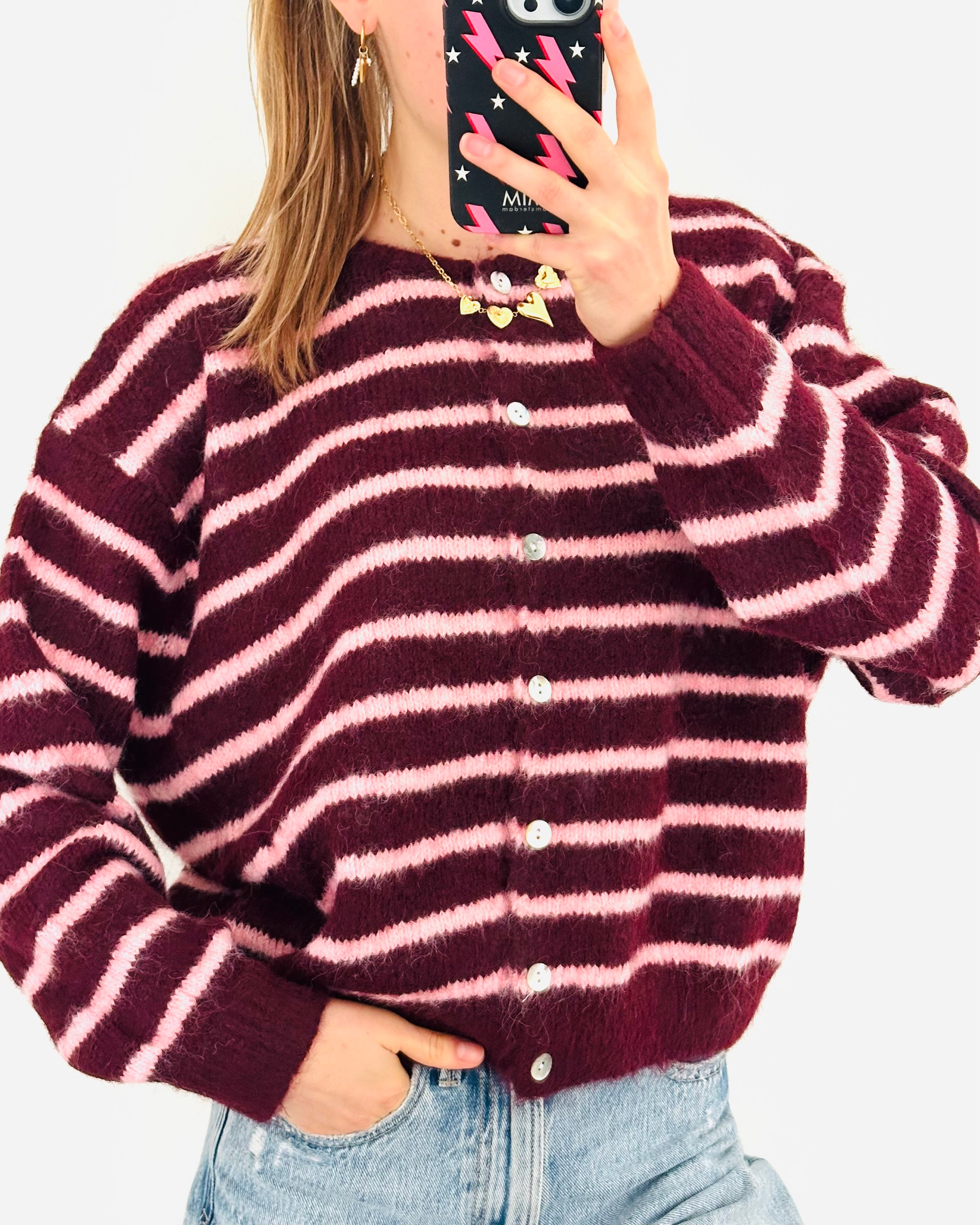 Stockholm cardigan pink bordeaux