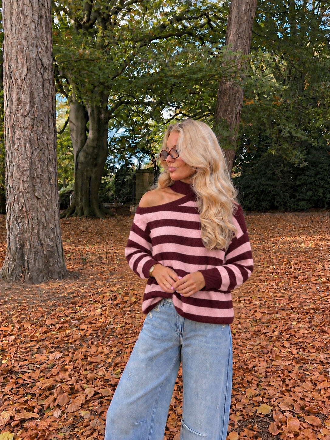 Chloé Choker Knit striped Pink/Bordeaux