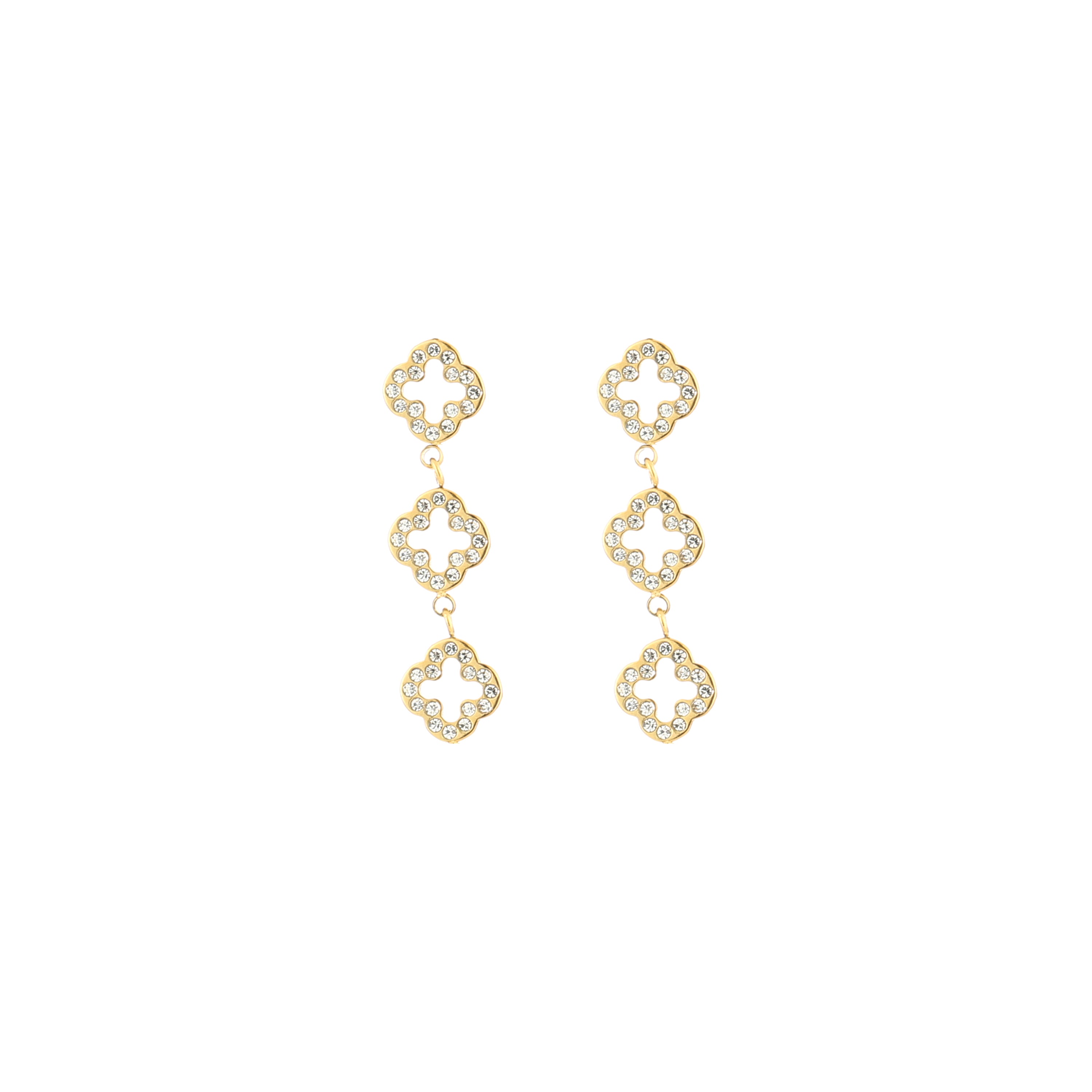 Boucles d'oreilles 3 trèfles en or