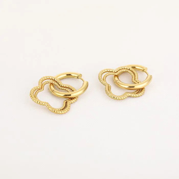Boucles d'oreilles double trèfle en or