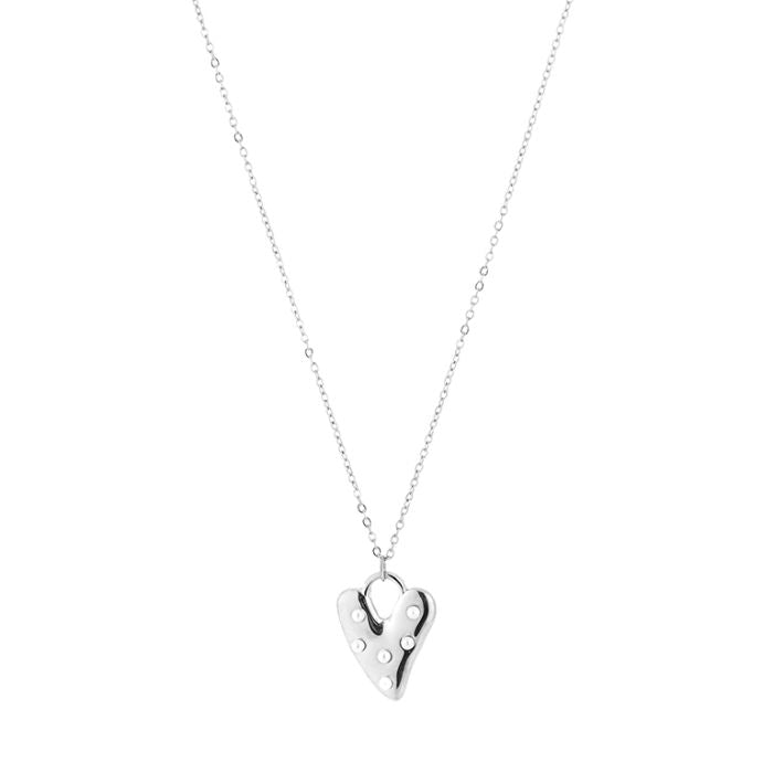 Pearl heart ketting zilver