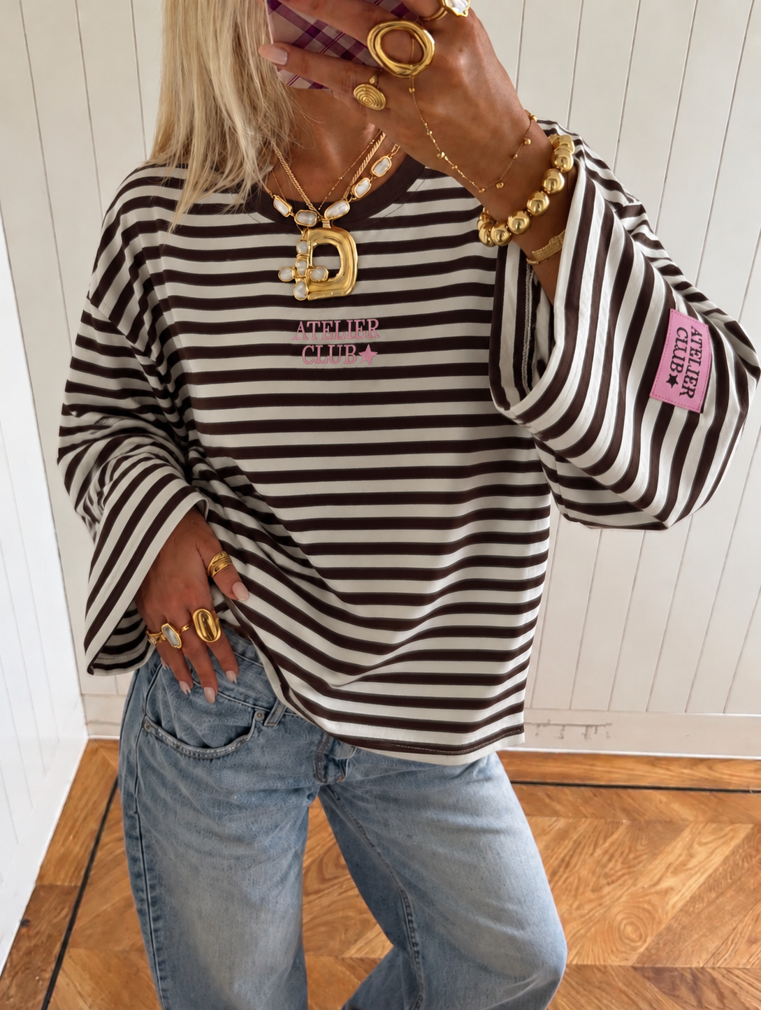 Atelier Club Sweatshirt Brown/White
