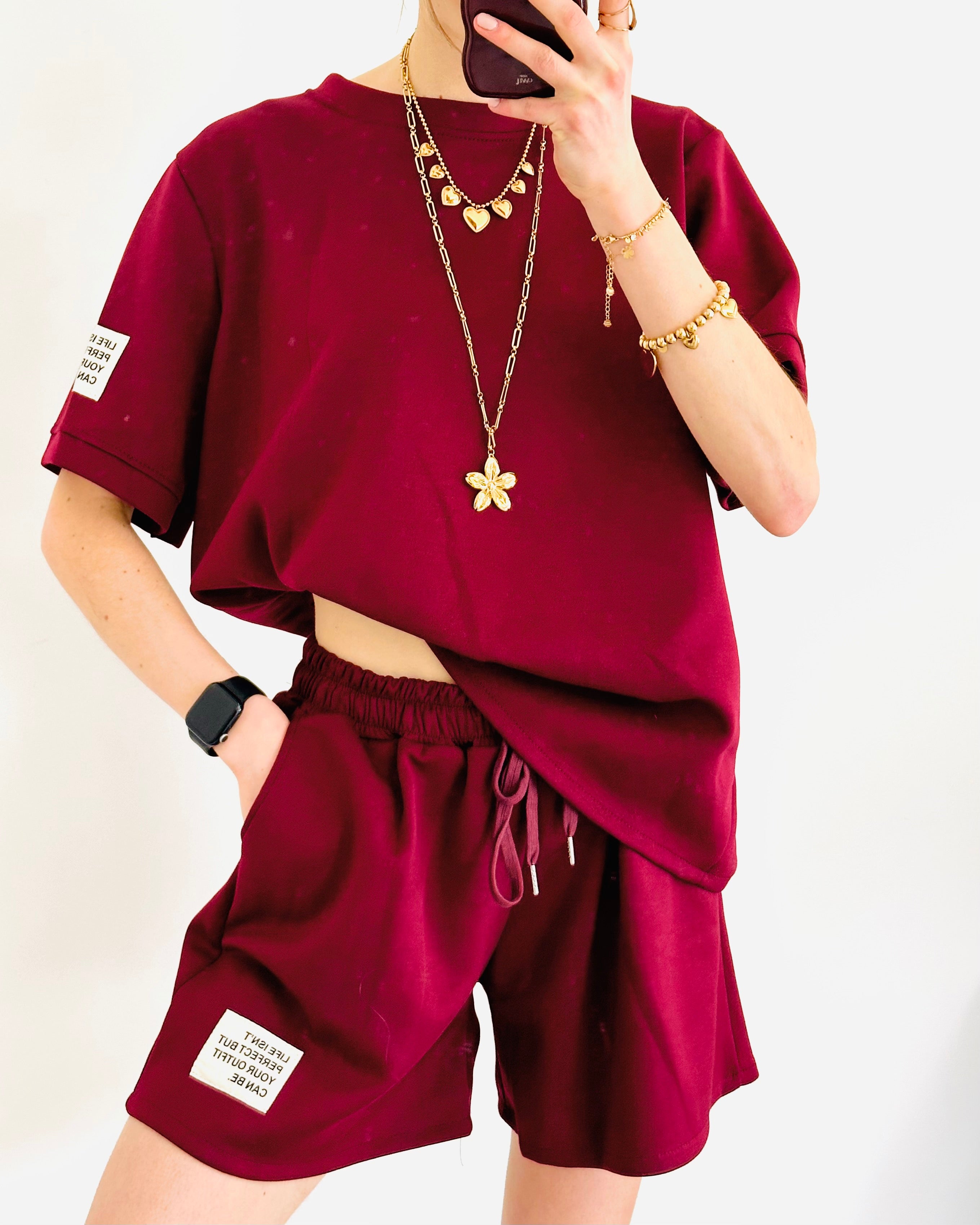 Oversized amy set short bordeaux