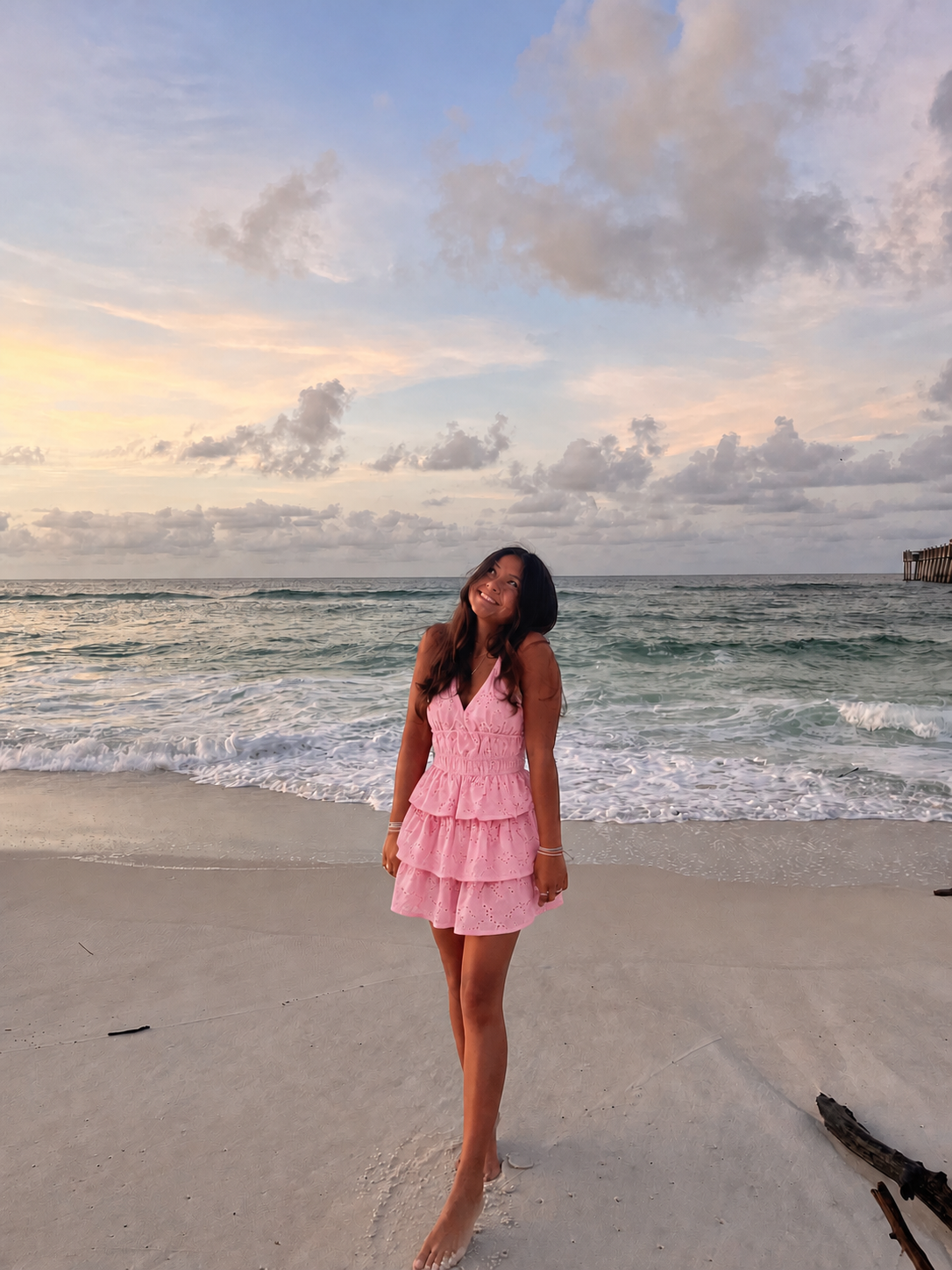 Lace top halter pink