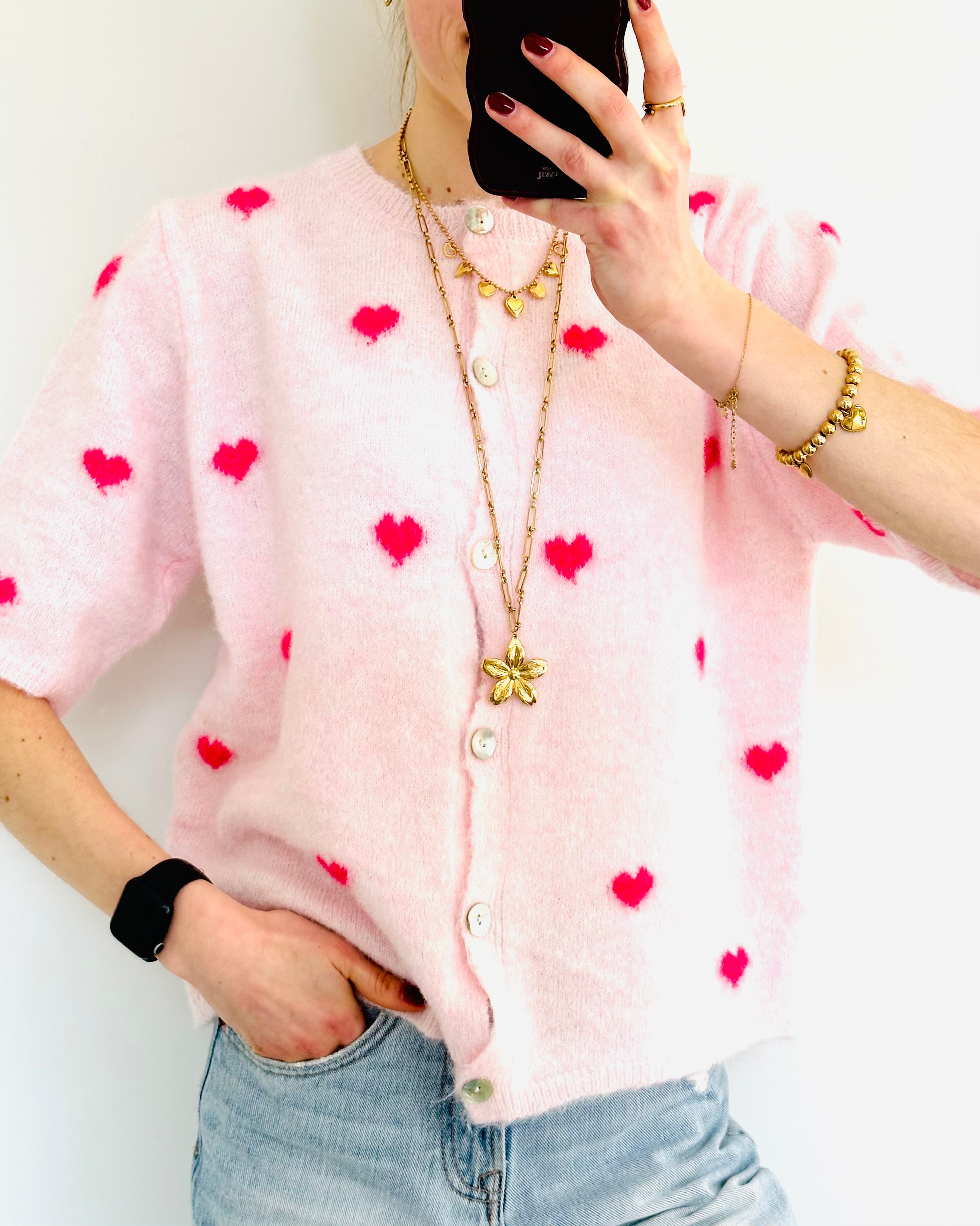 Special heart cardigan pink fuchsia