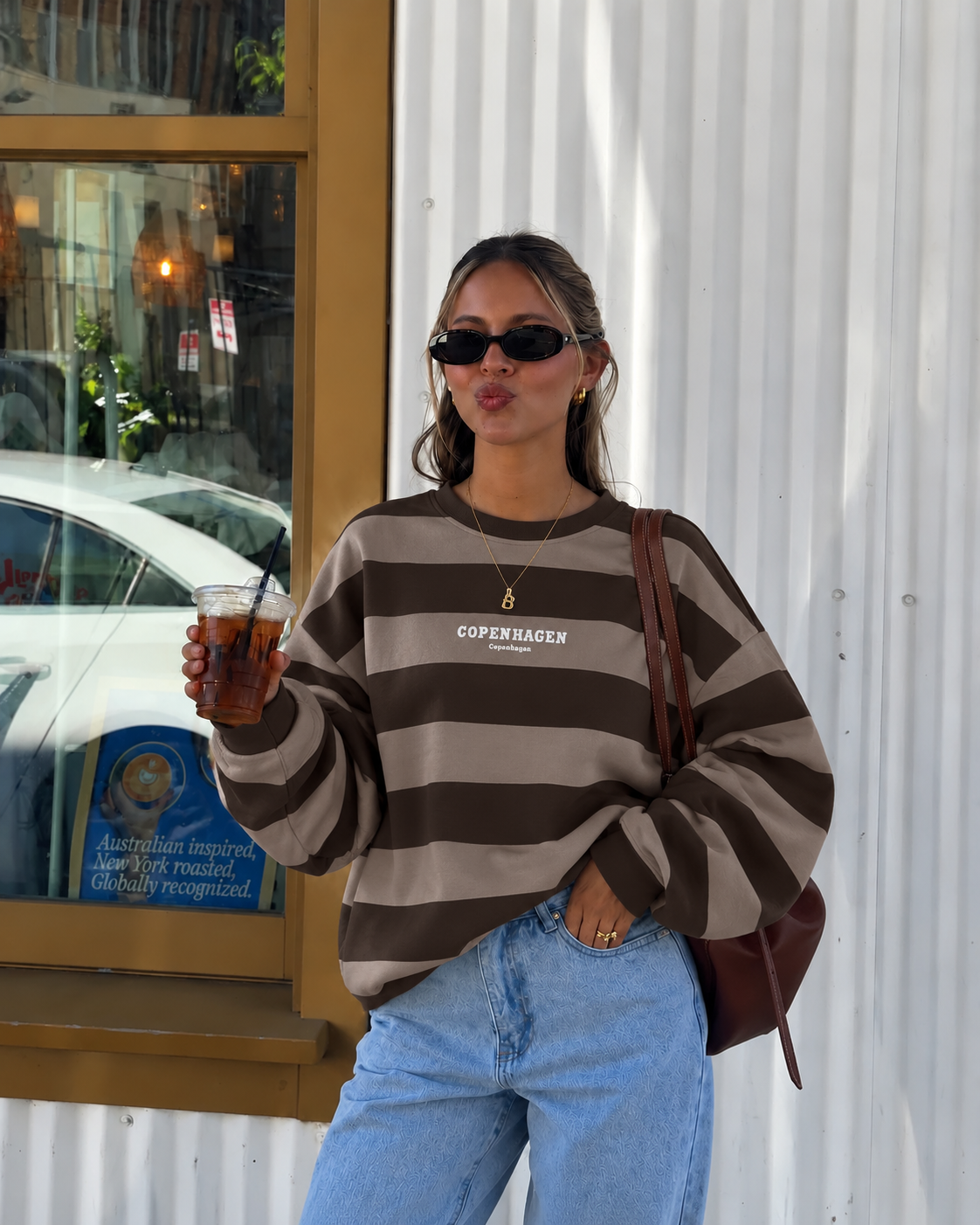 Copenhagen sweater taupe wit
