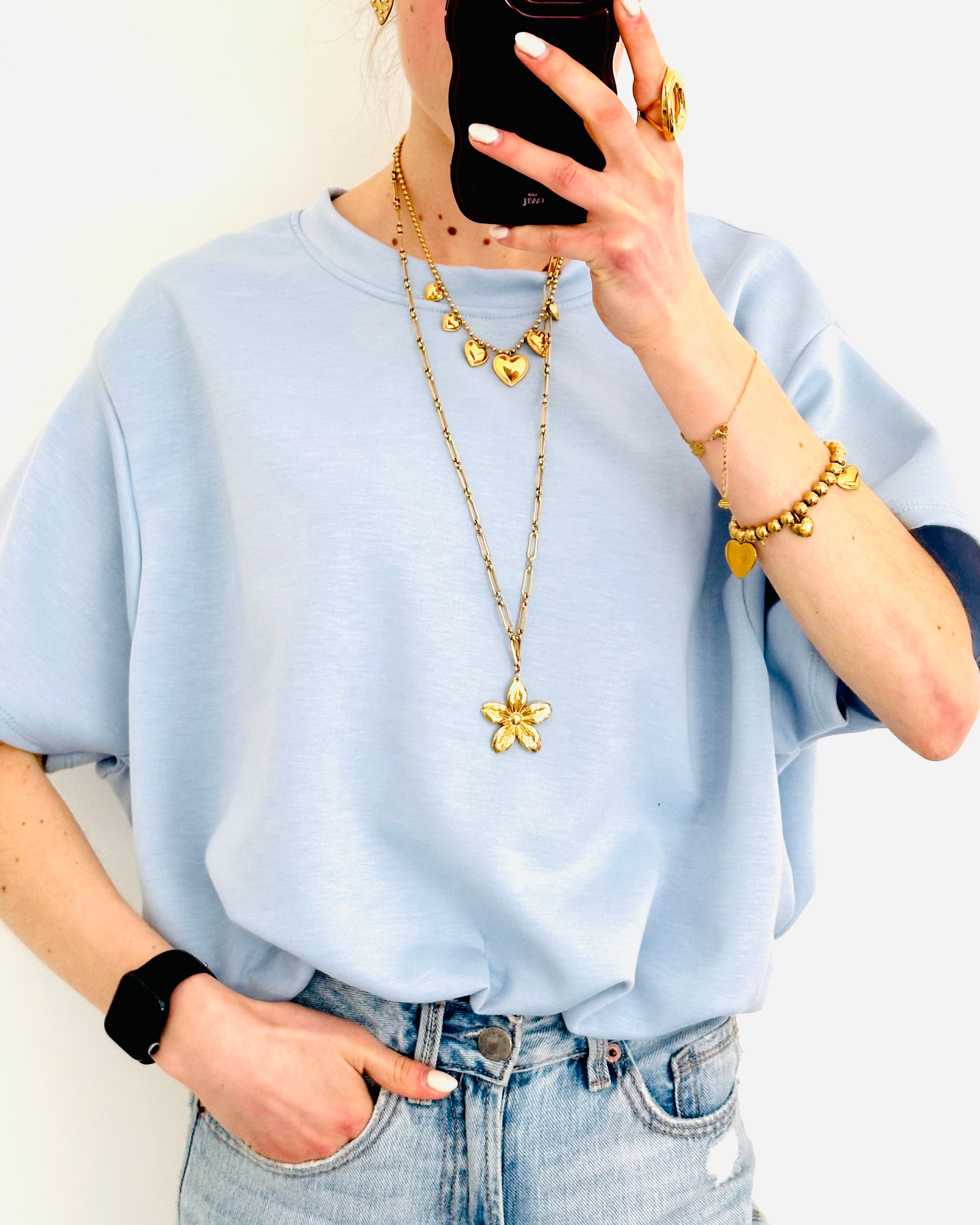 Soft fit top sky blue
