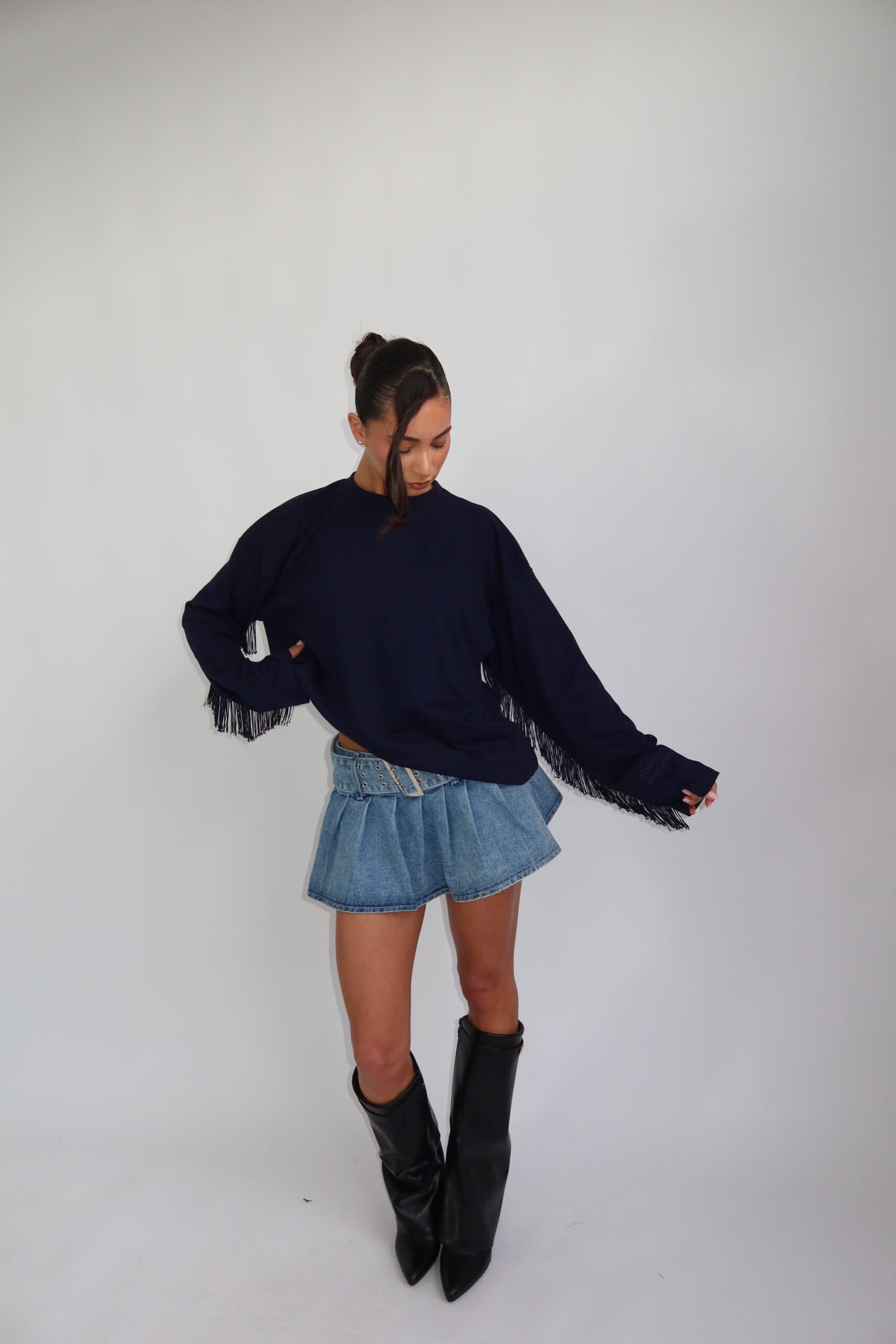 Coastal fringe longsleeve navy