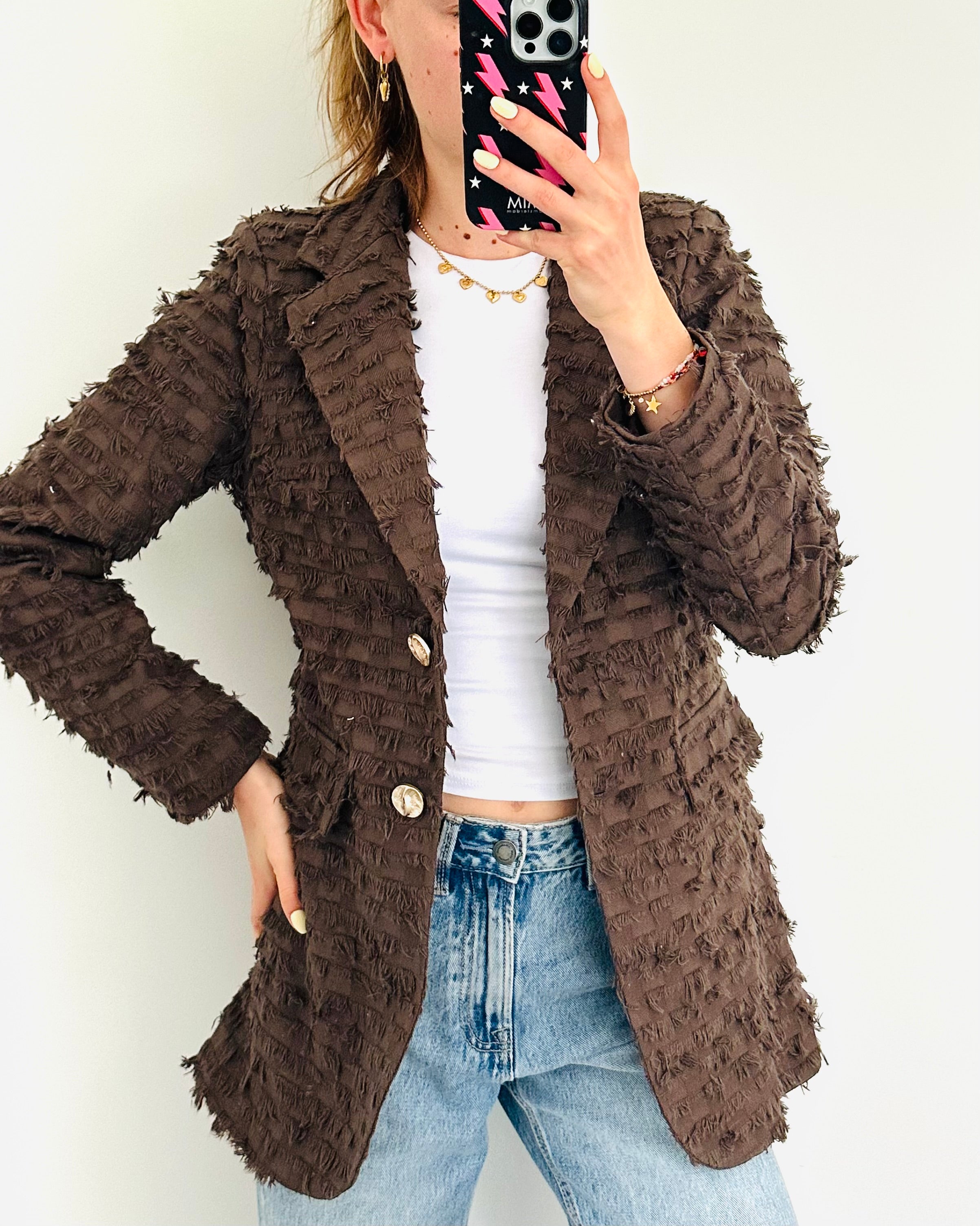 Fluffy deluxe blazer brown