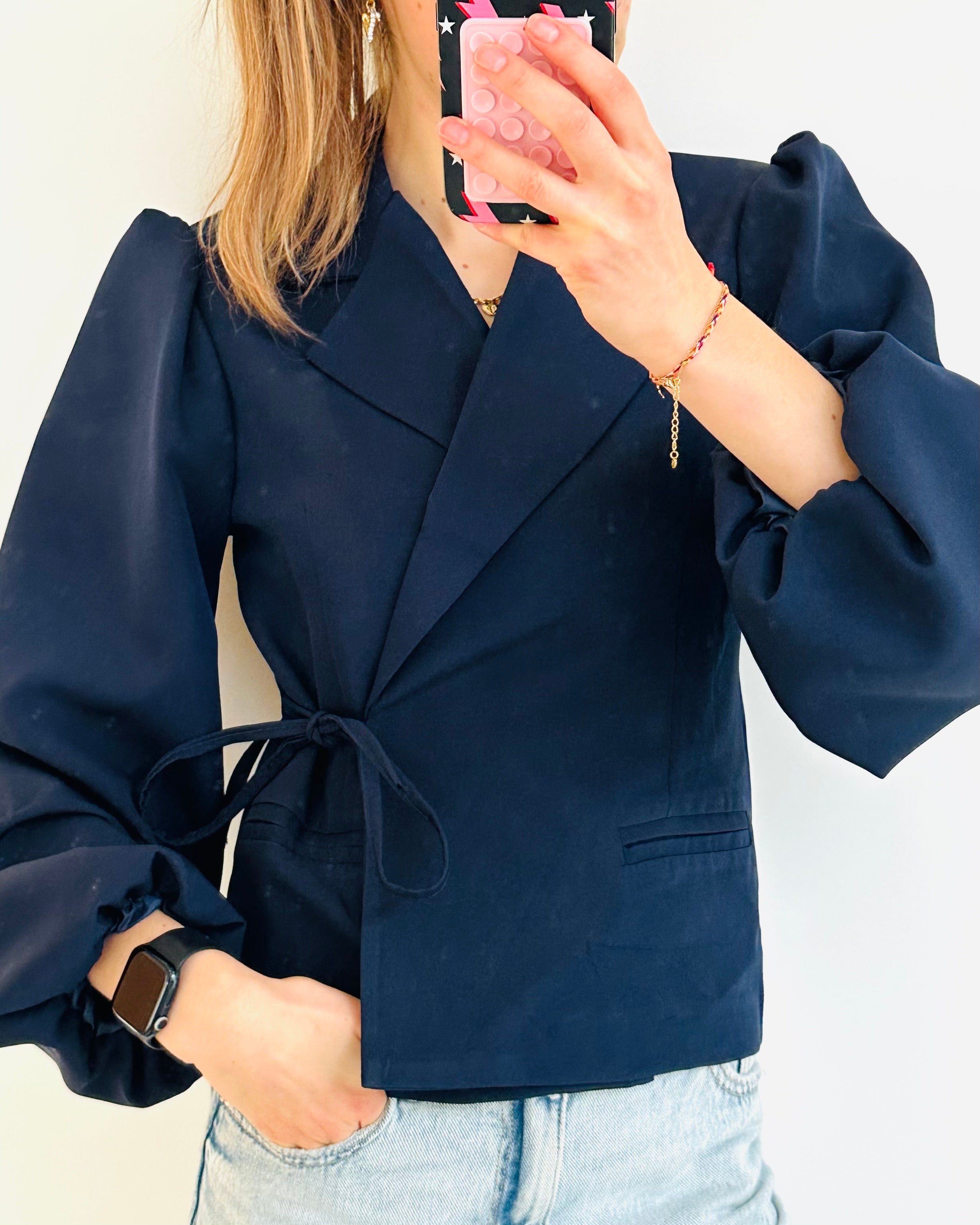 Elin wrap blazer navy