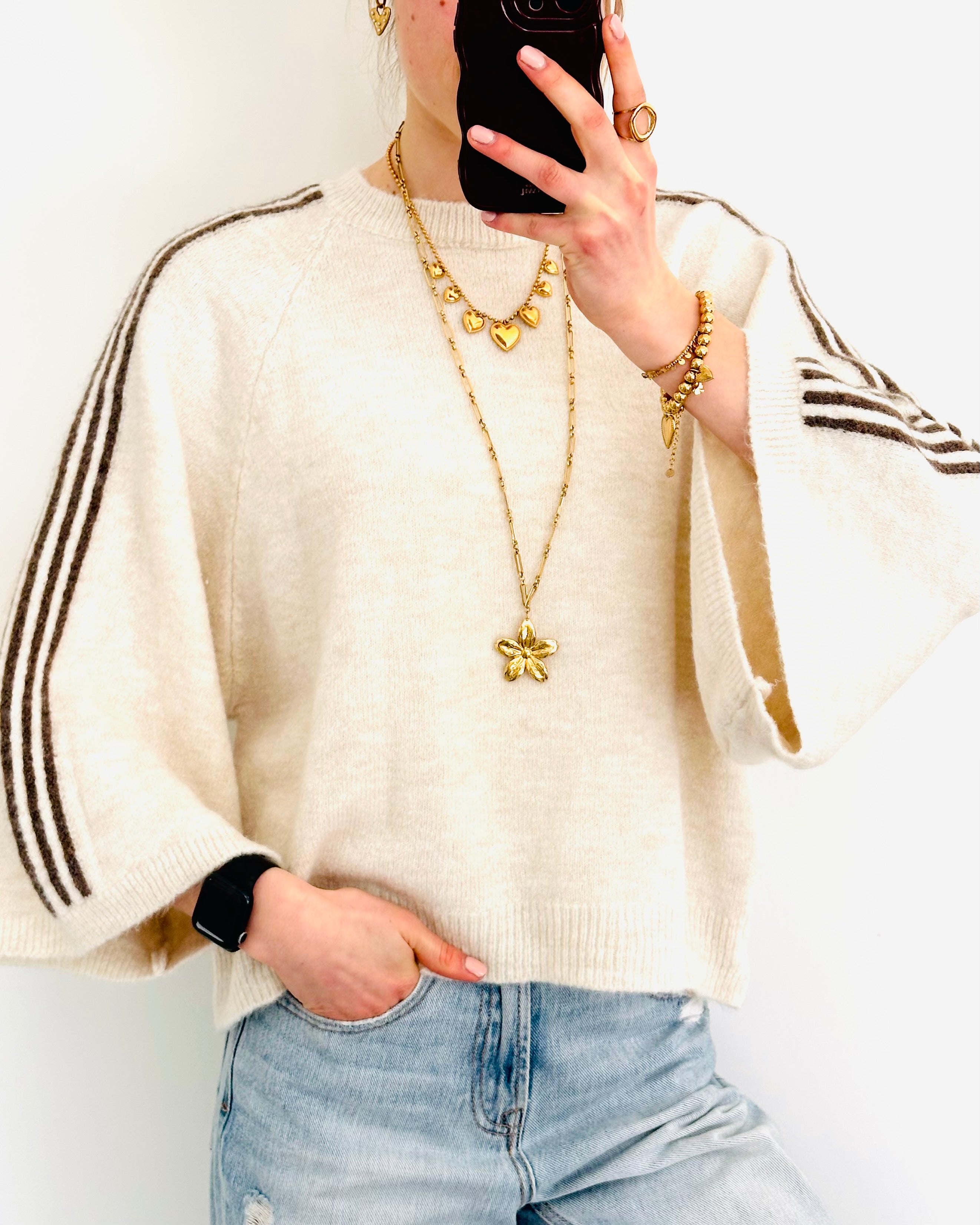 Mave knit white taupe