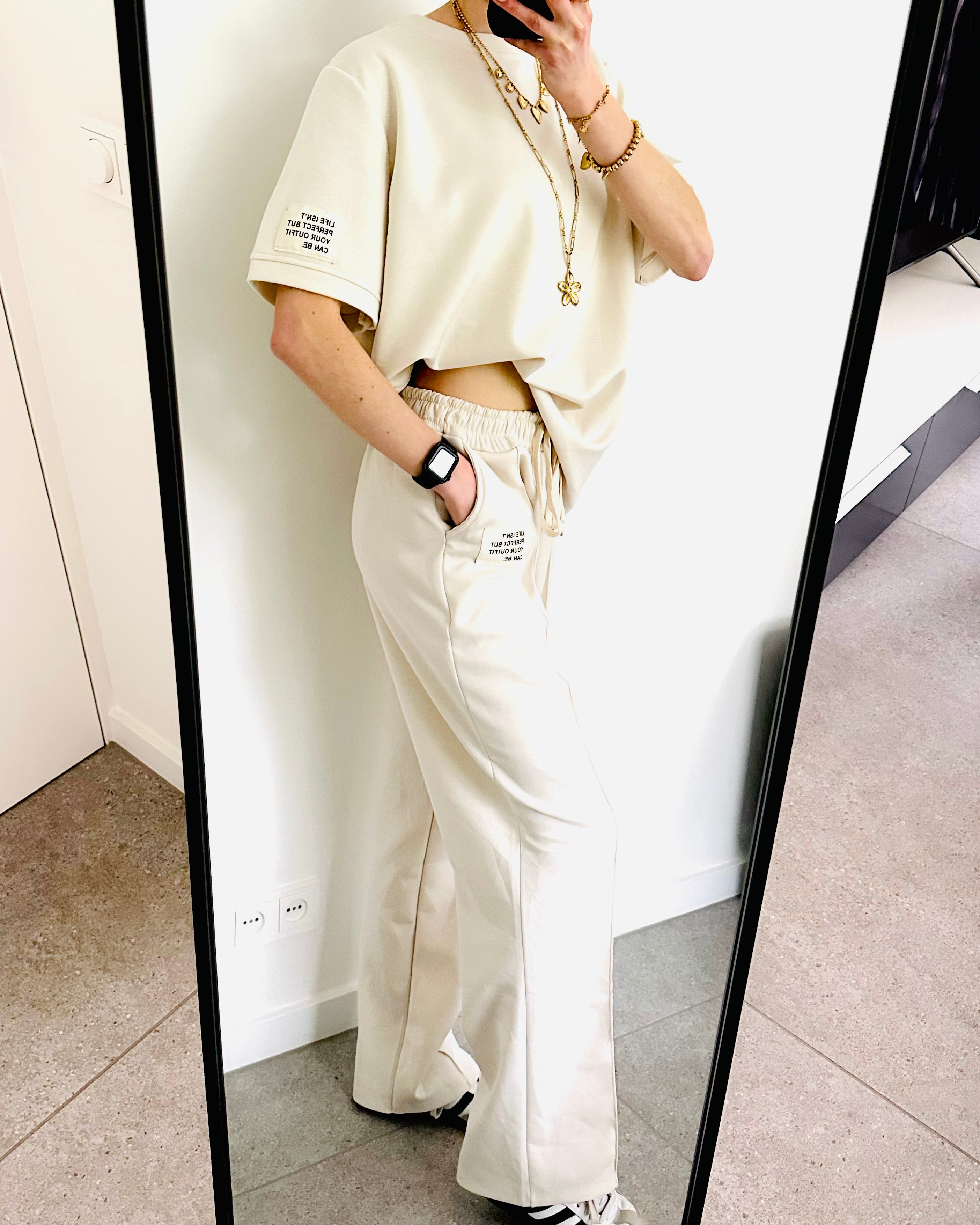 Oversized amy set lange broek cream