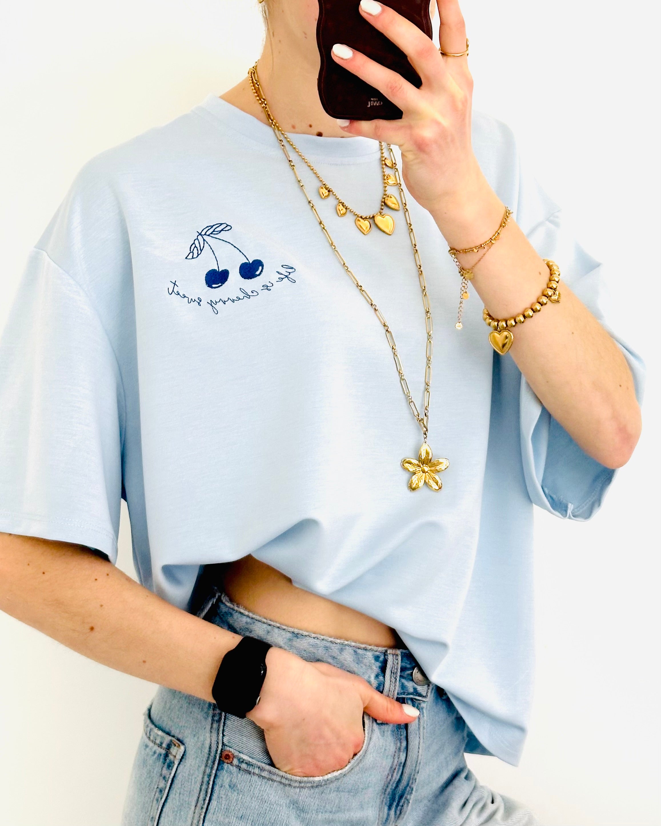 Britt cherry oversized shirt blue