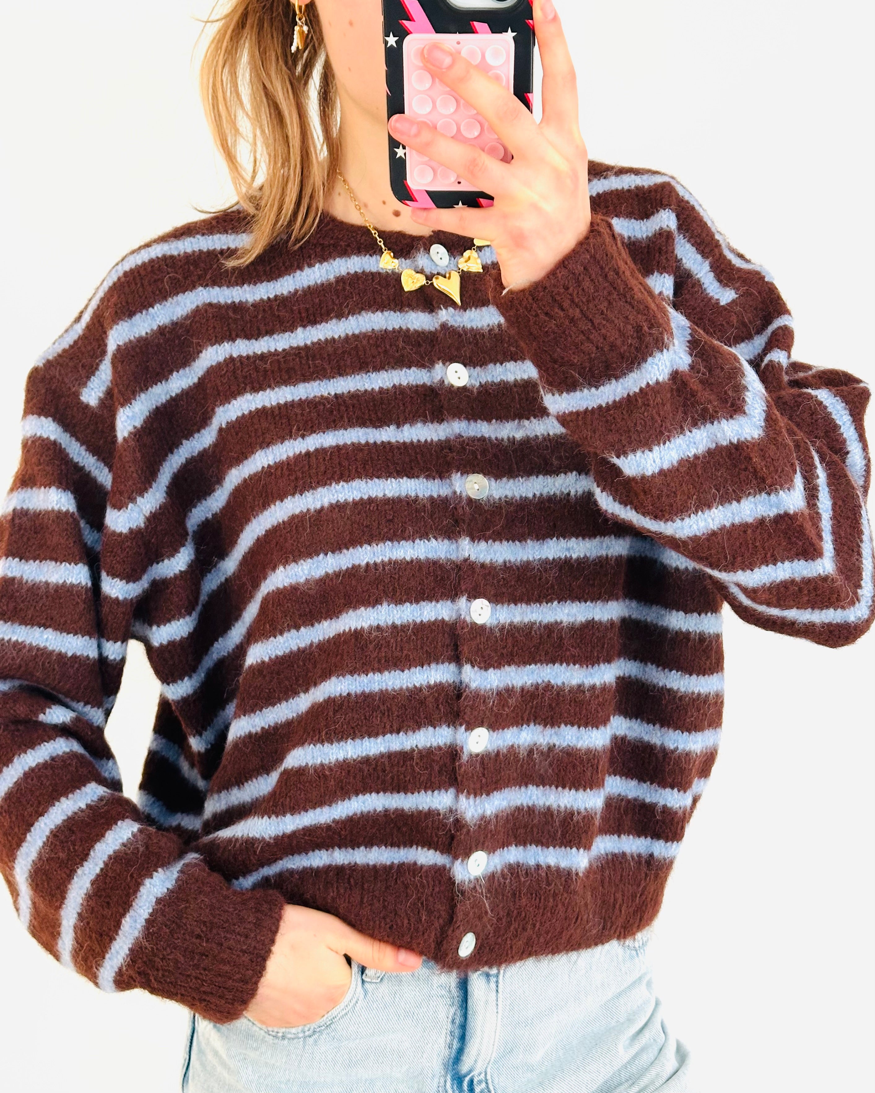 Stockholm cardigan Brown blue