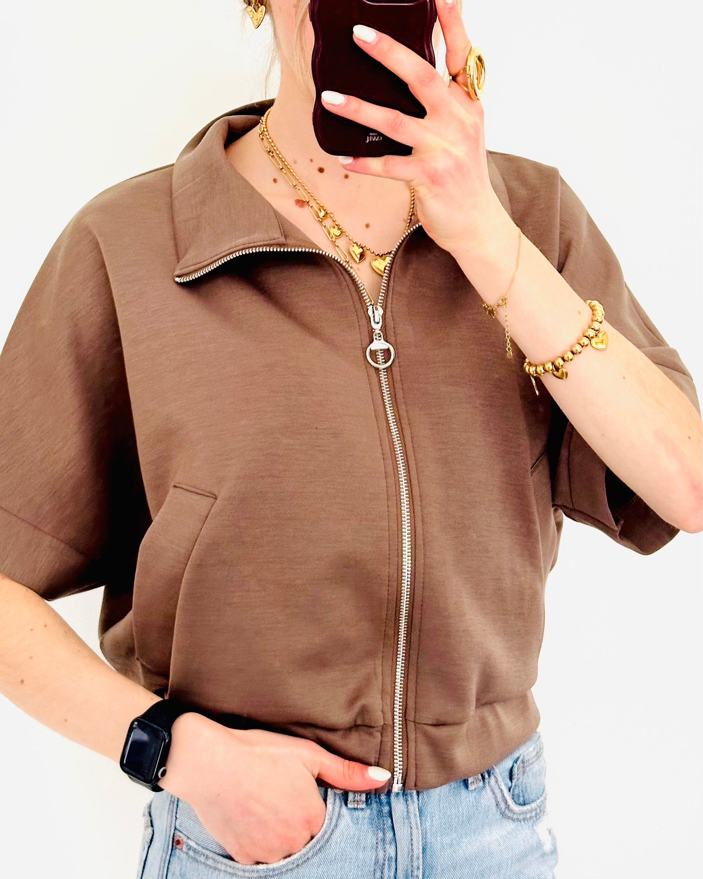 Zipper top taupe