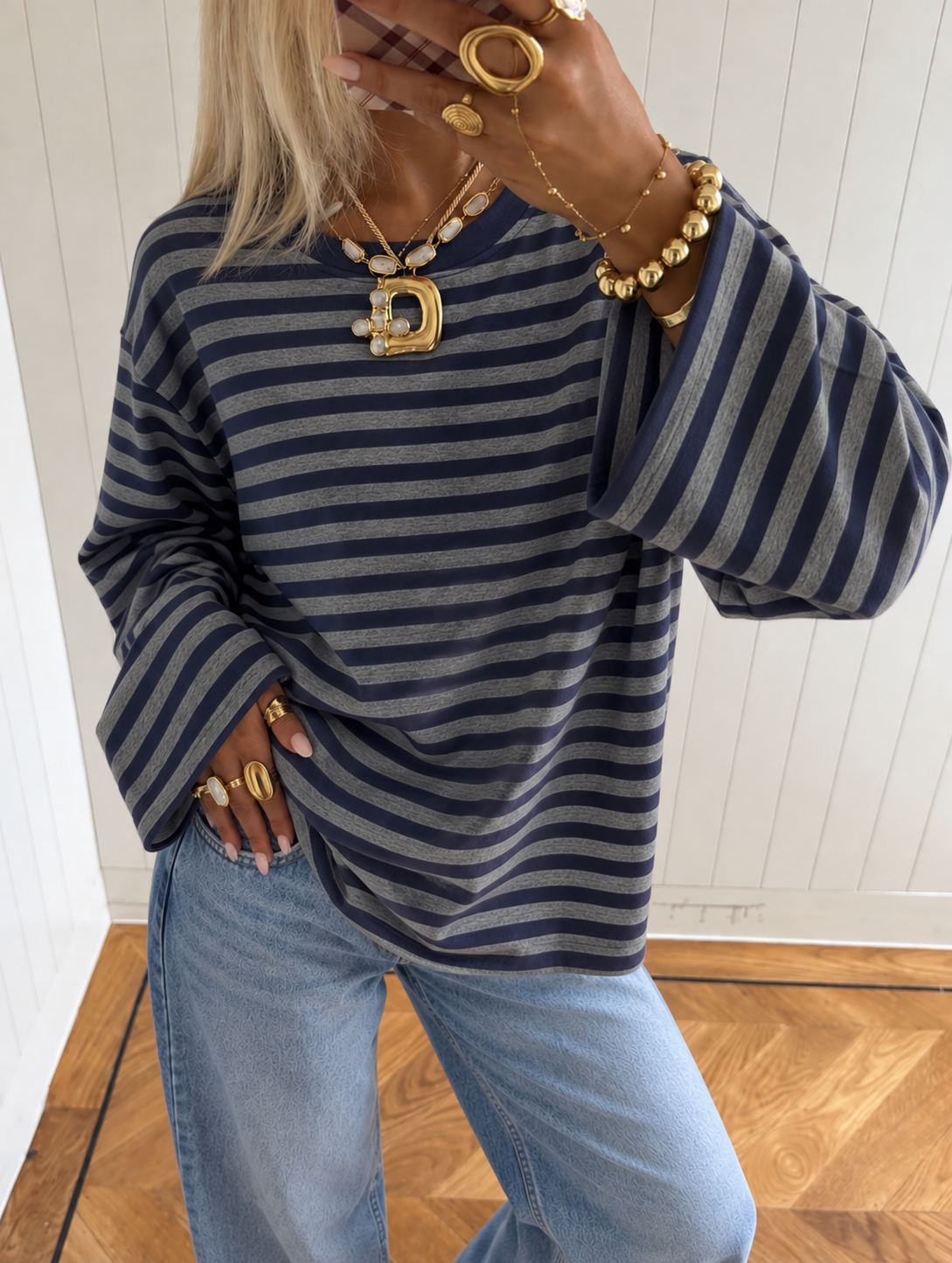 Striped longsleeve grey navy