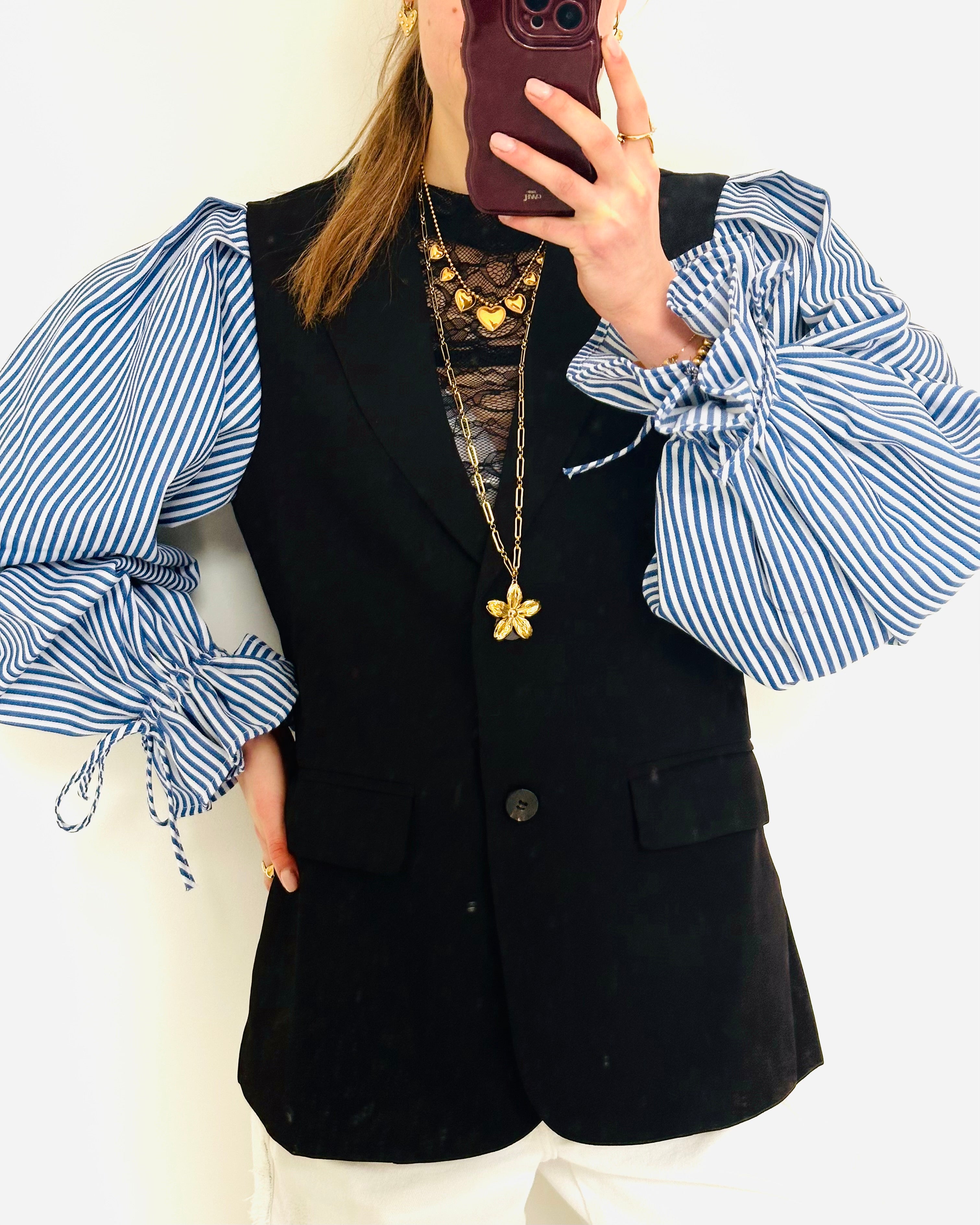 Limited stripe blazer black blue