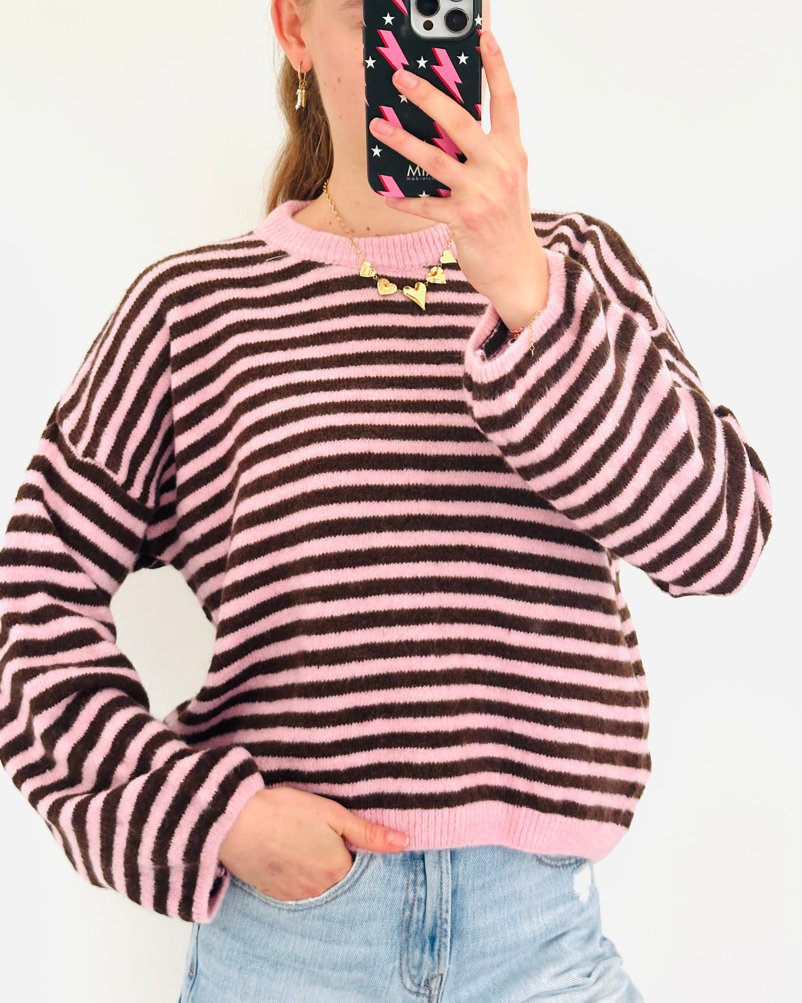 Stockholm sweater pink brown
