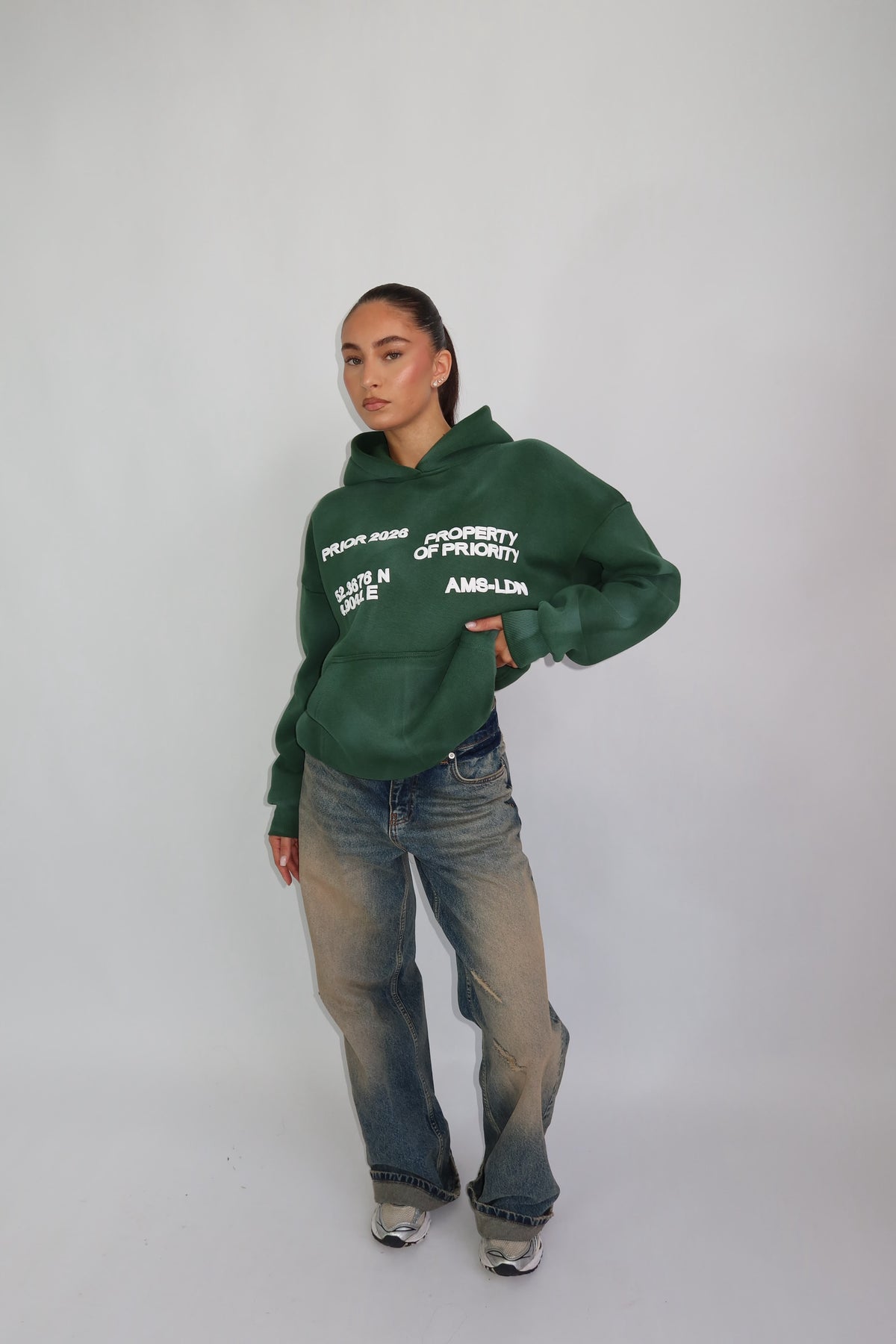 Priority hoodie ~ cloud green
