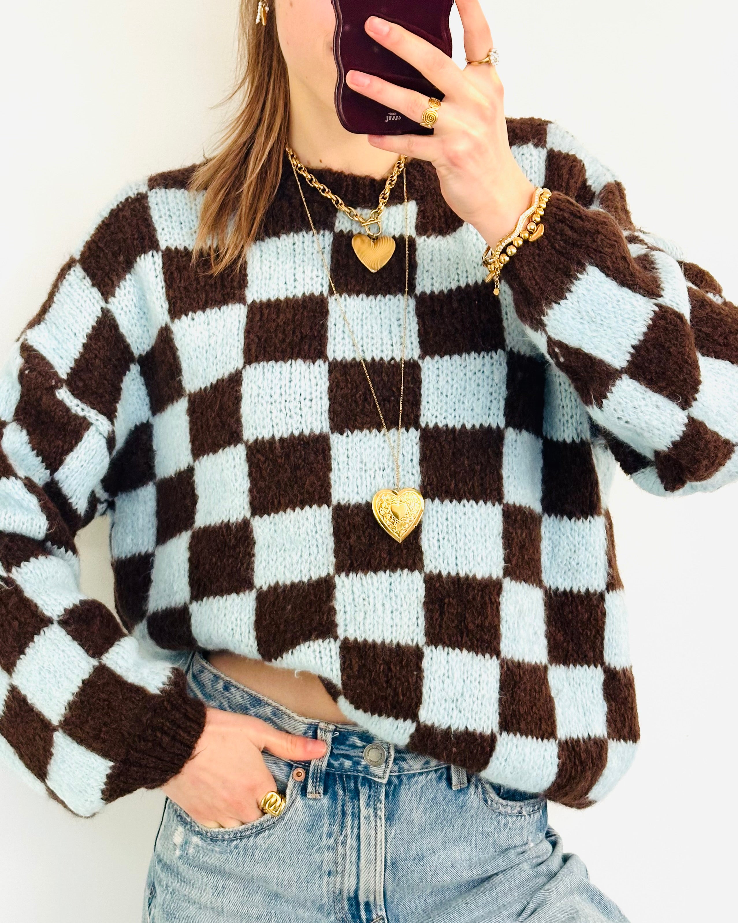 Aurora sweater brown blue