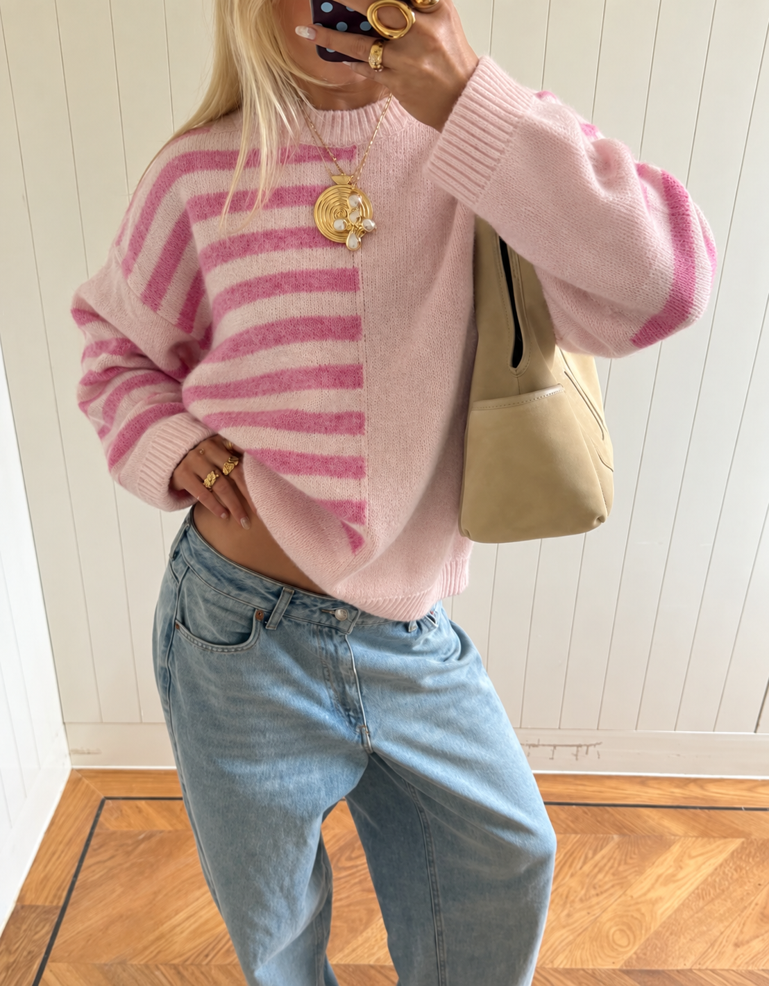 Livia Striped Knit – pink