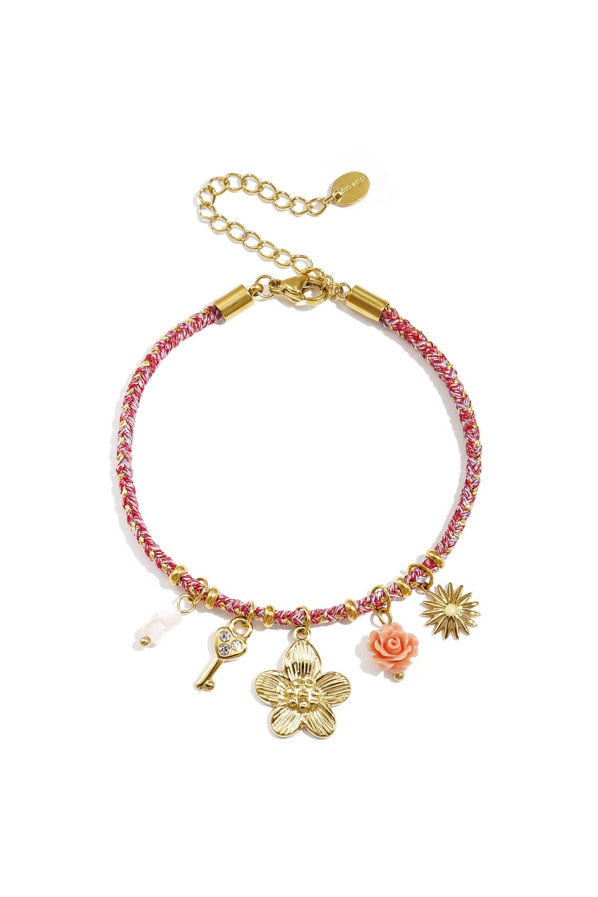 Boho armband flower roze