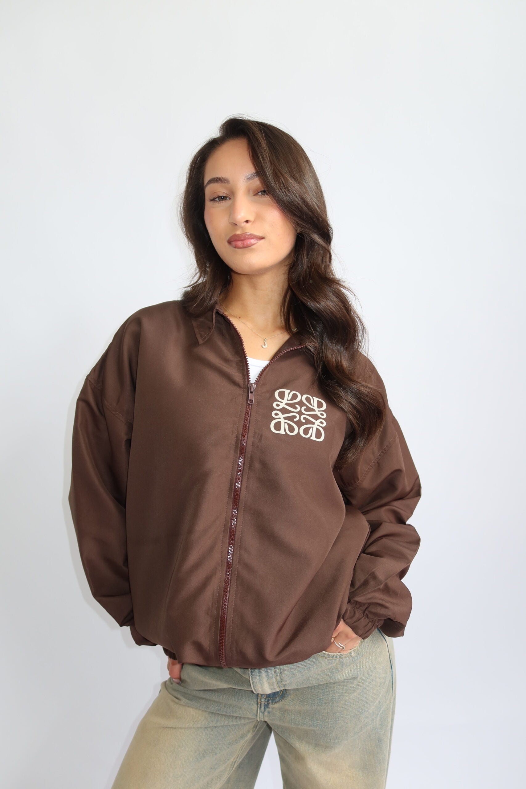 Monogram windjacket brown