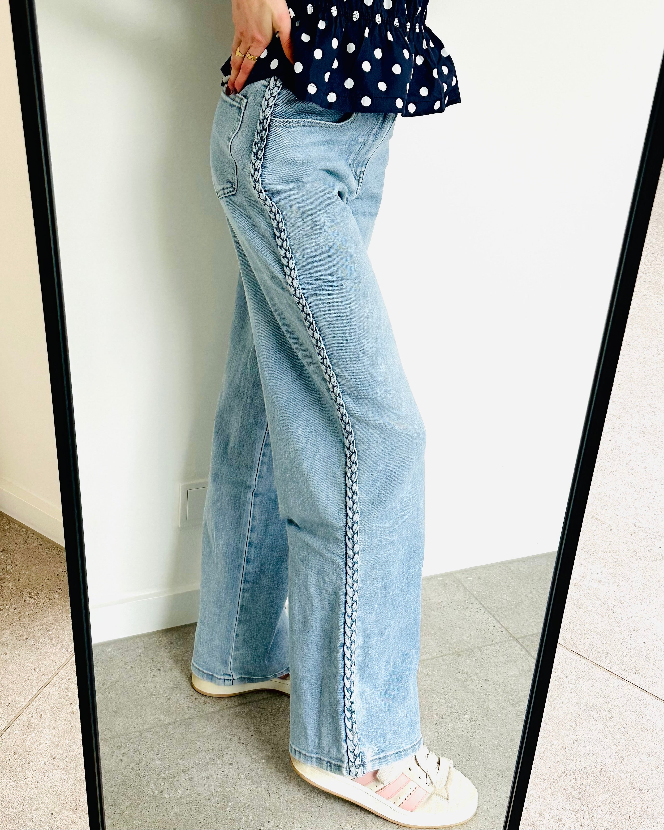 Braid straight leg jeans blue