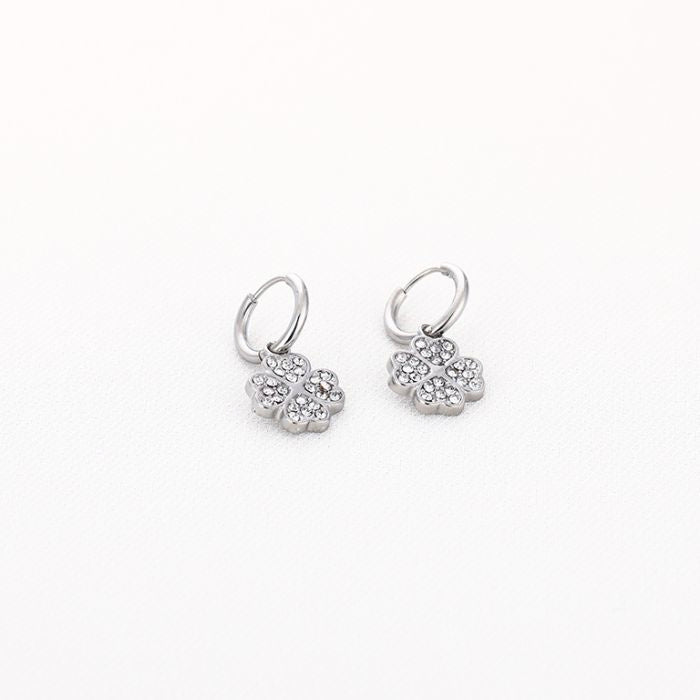 Luxe shimmer klaver oorbellen zilver