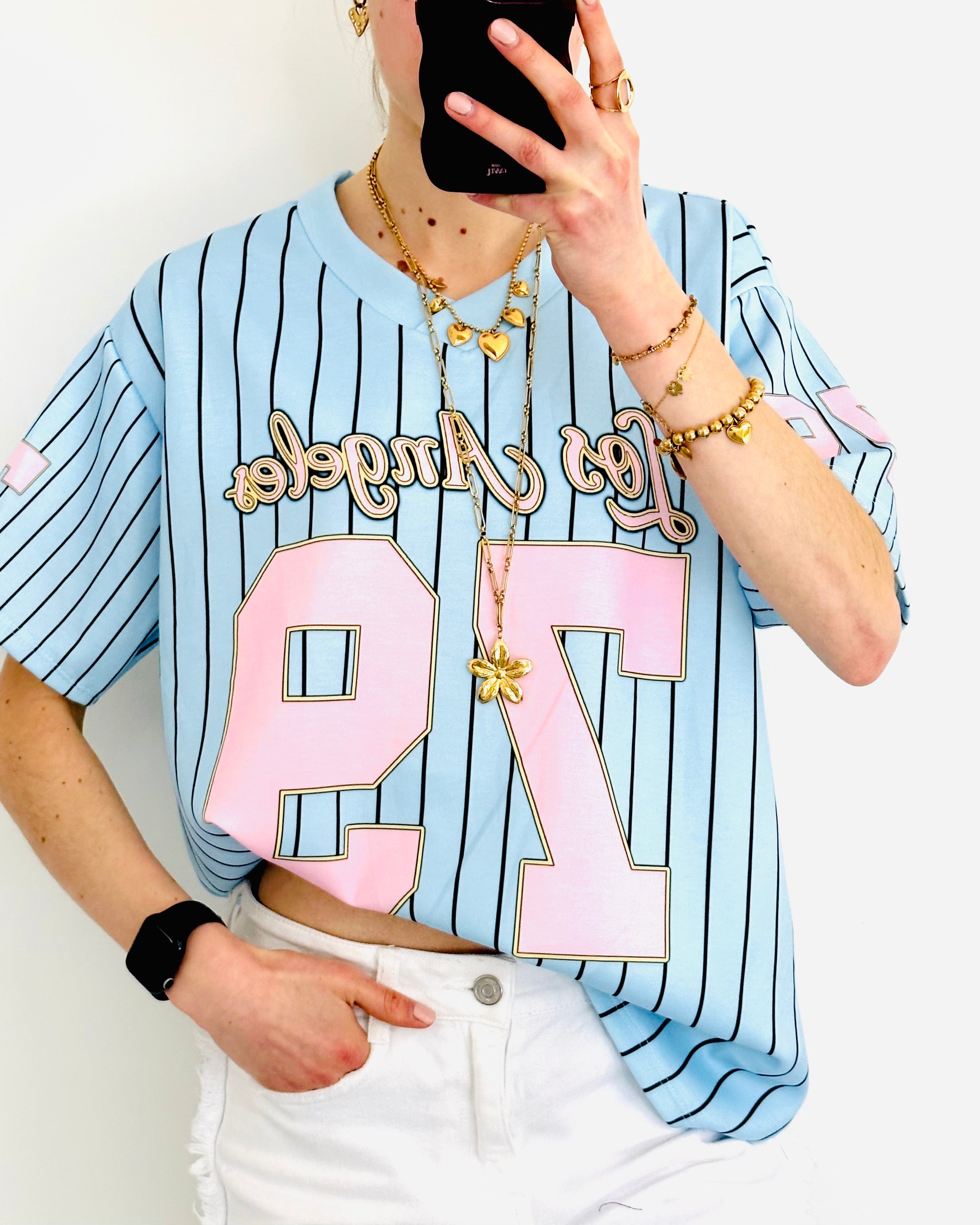 Faya Baseball shirt stripe blue