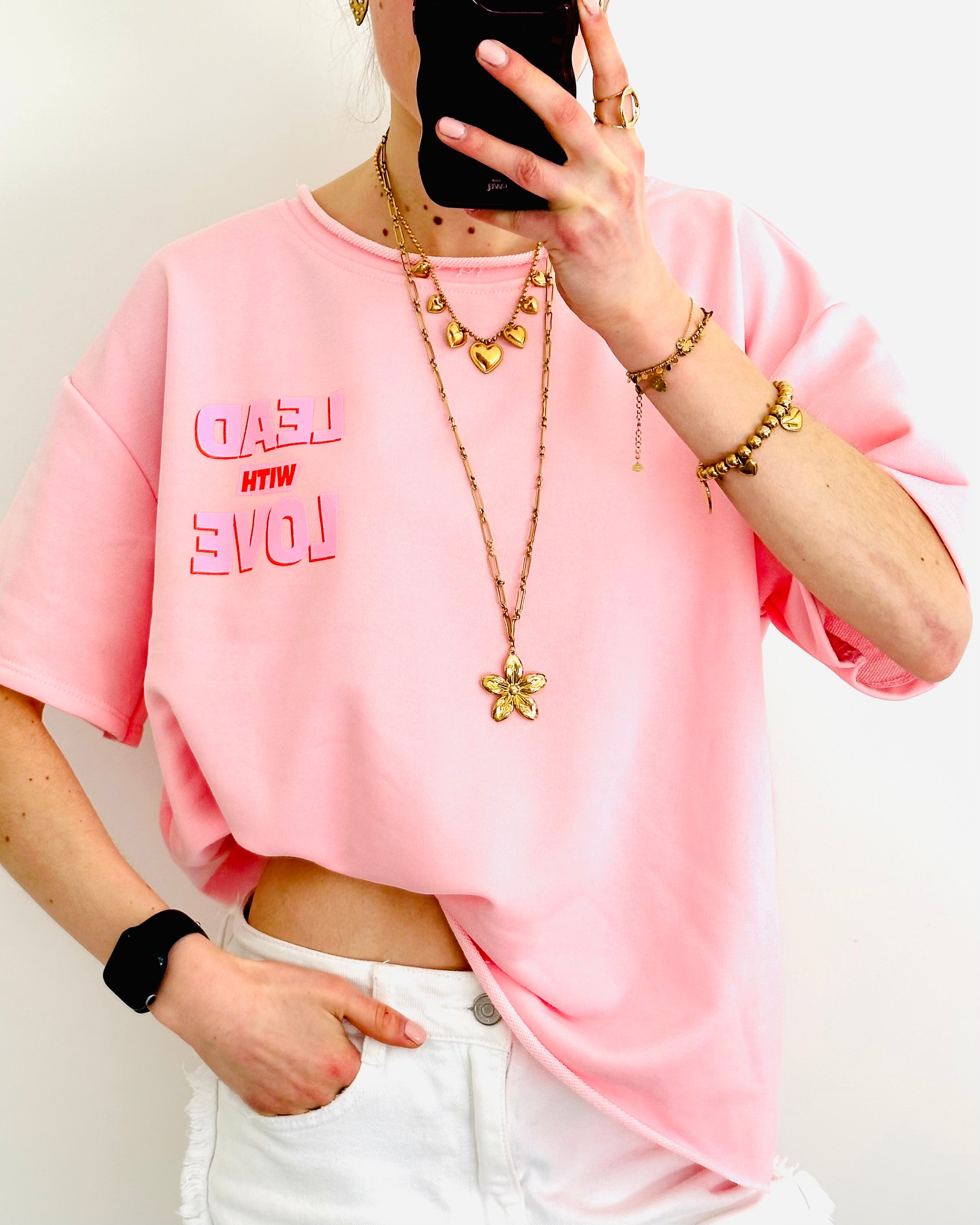 Lead with love sweatshirt pink