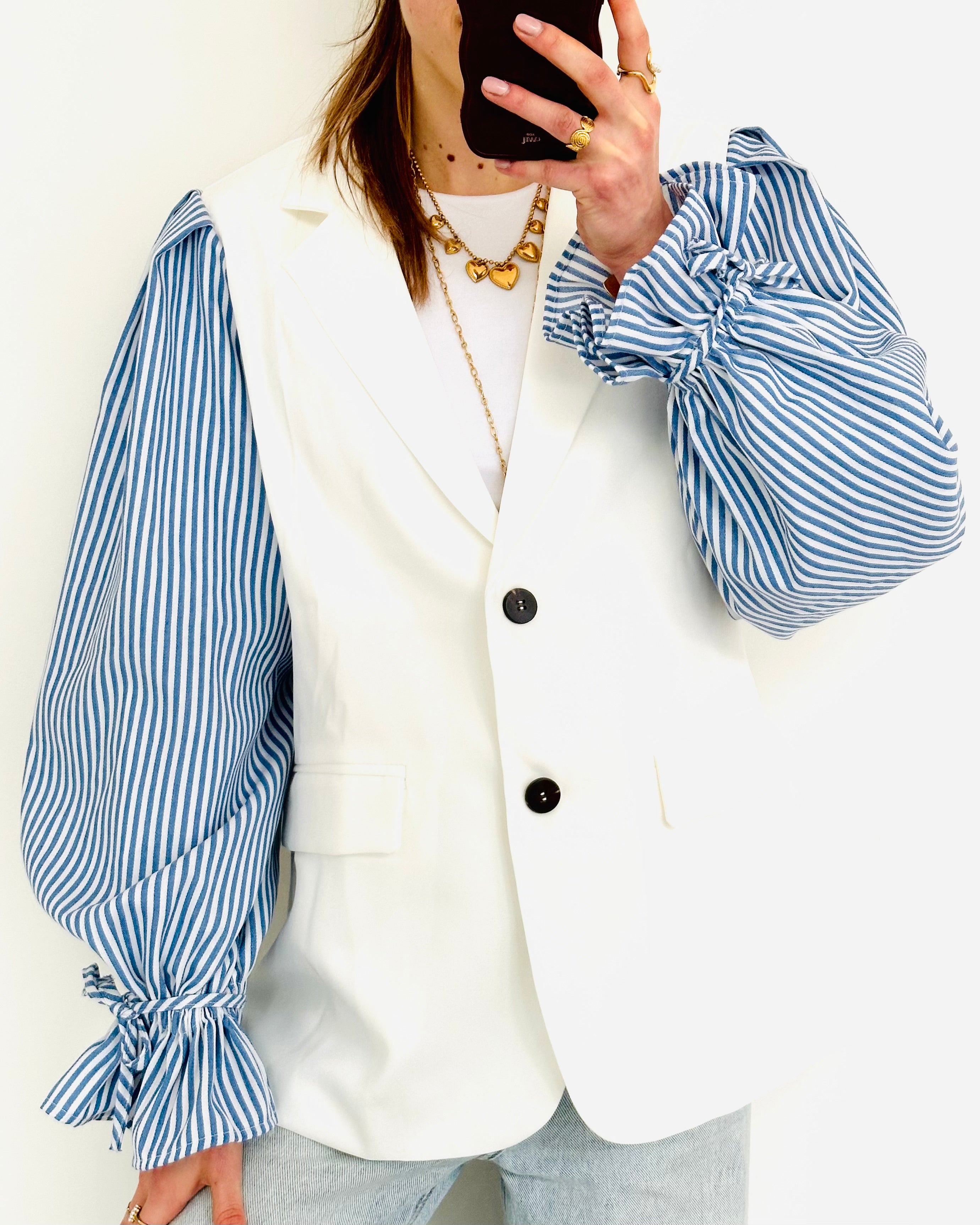 Limited stripe blazer white blue