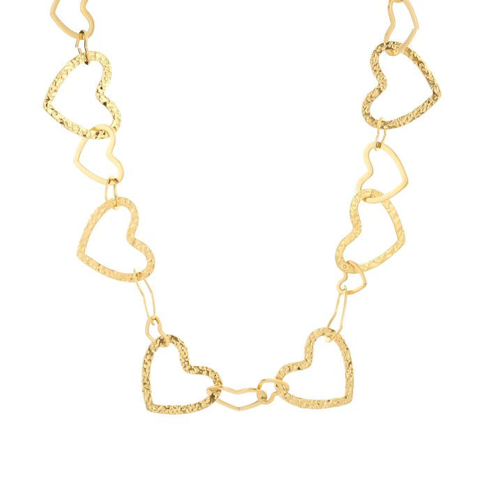 Connected heart ketting goud