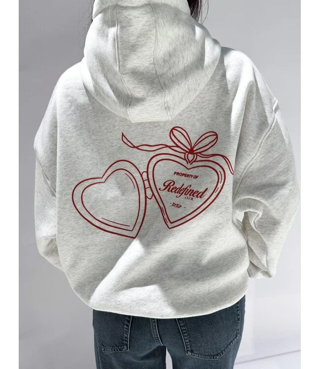 Redefined club hoodie grey red