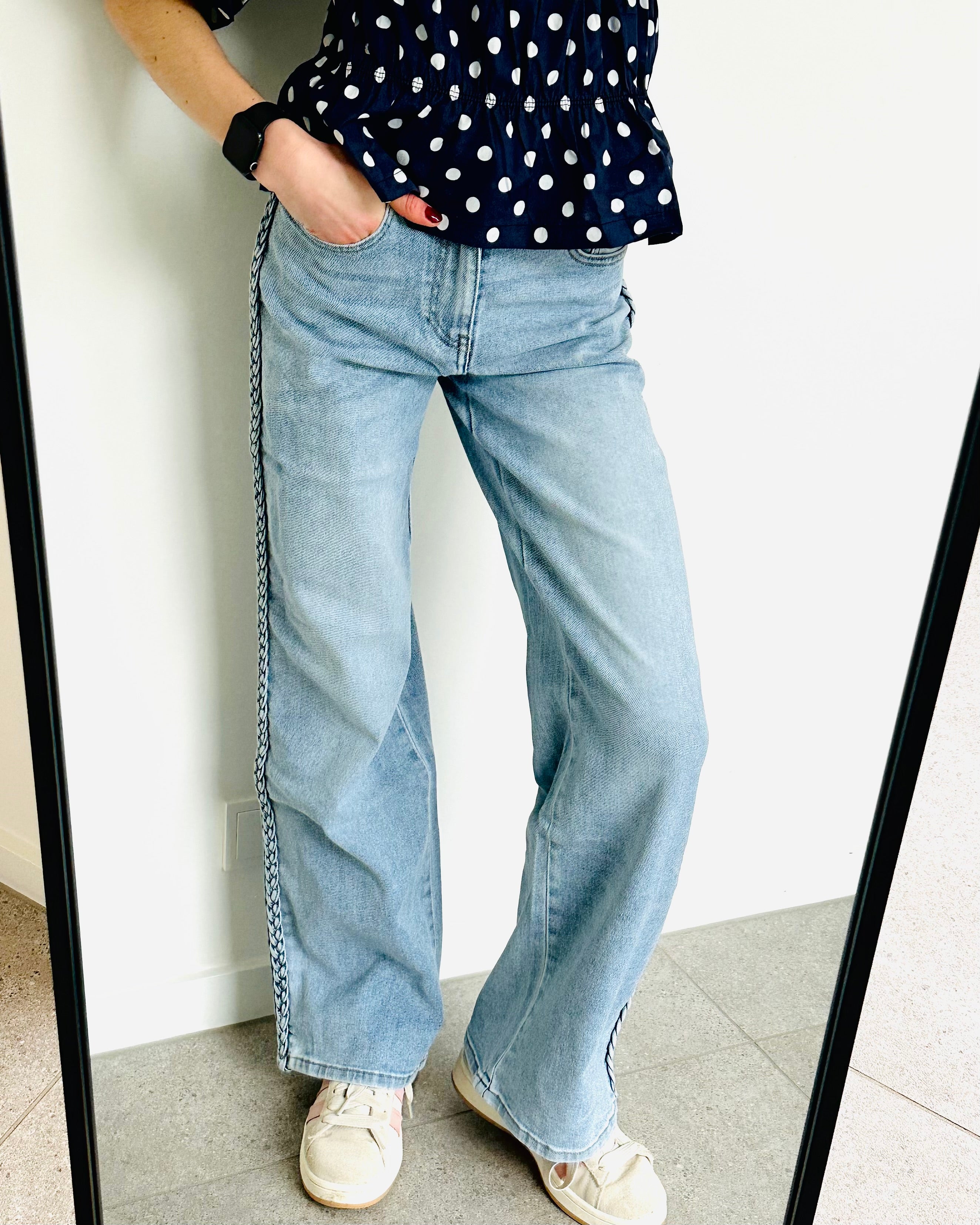 Braid straight leg jeans blue