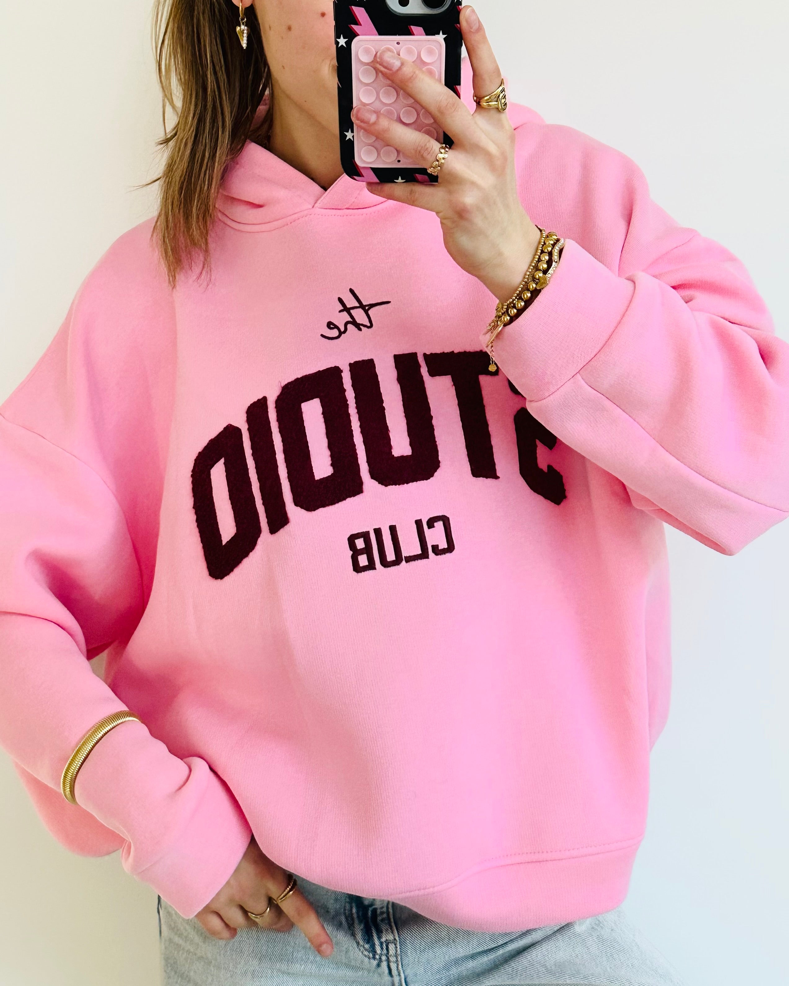 Limited studio hoodie oversized roze