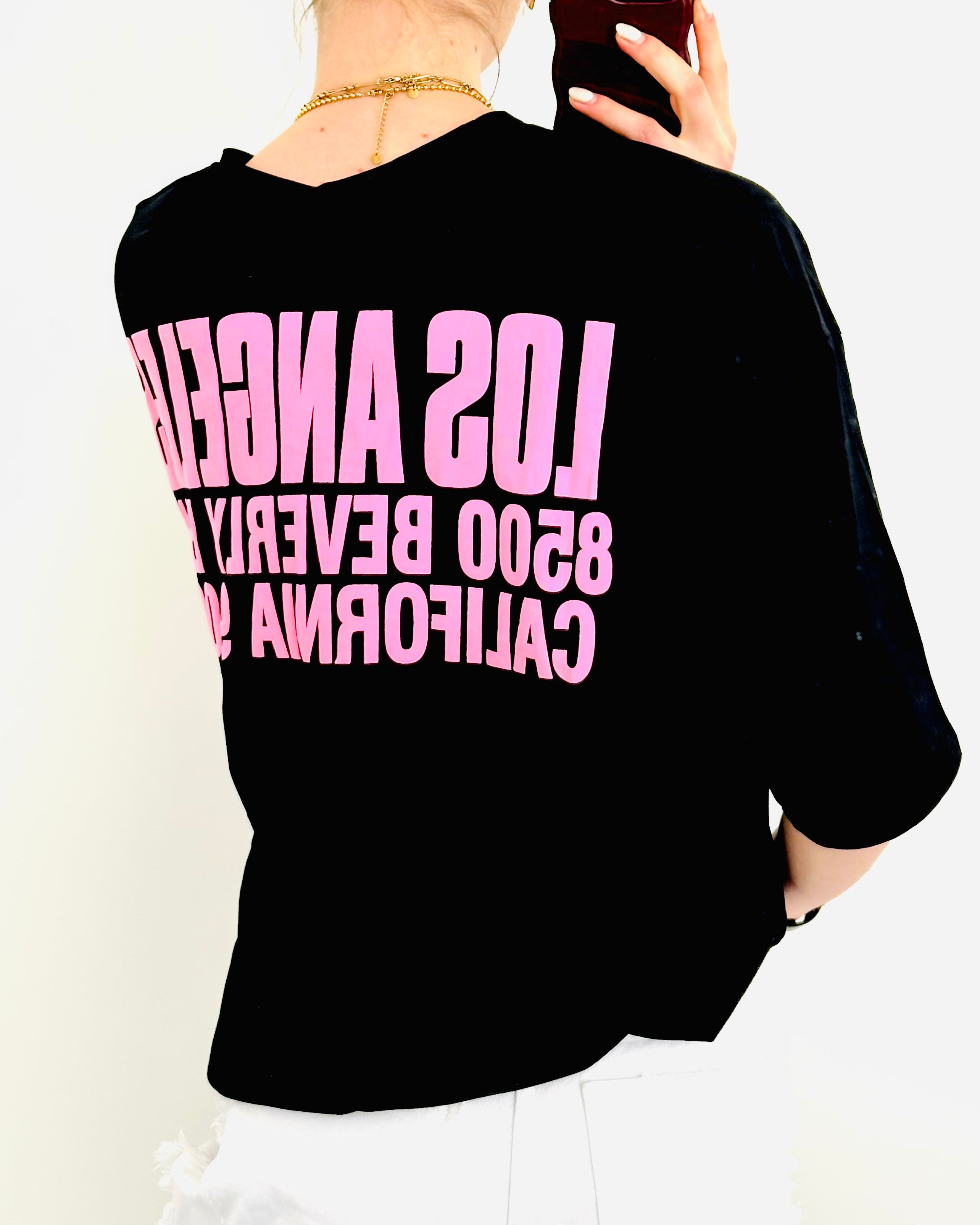 LA shirt black pink