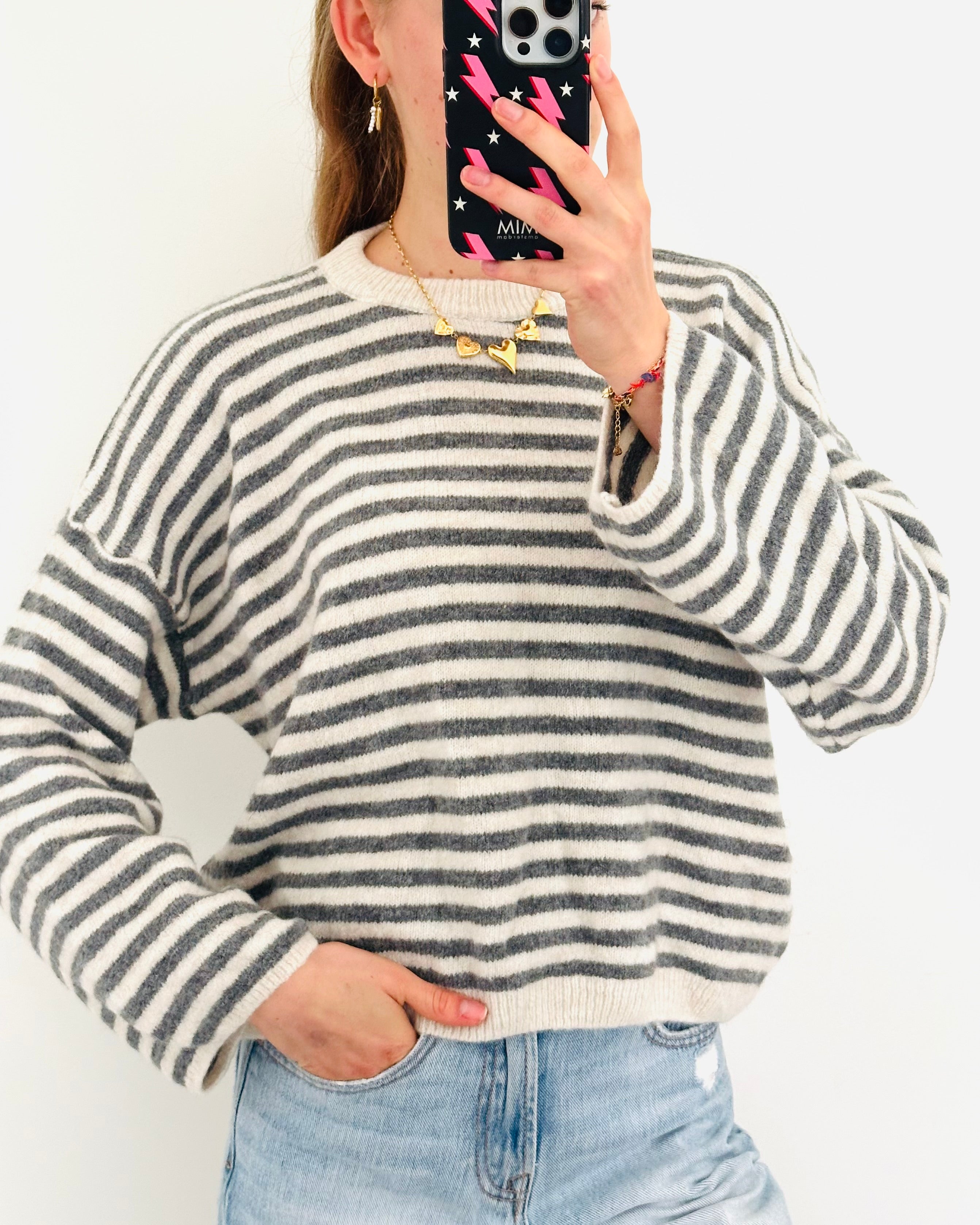 Stockholm sweater grey white