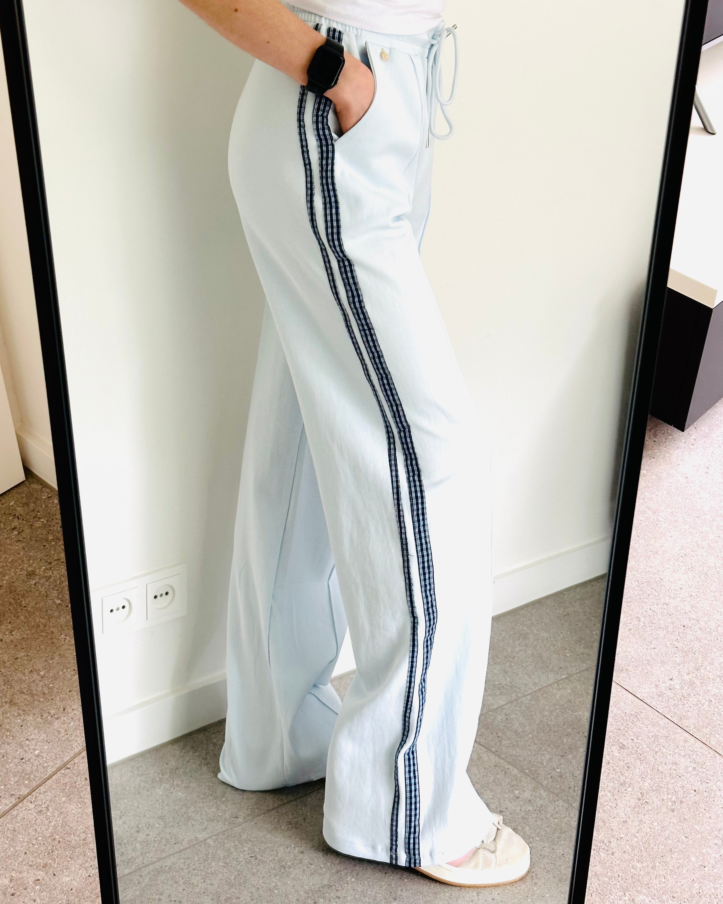 LIMITED striped pants blauw denim