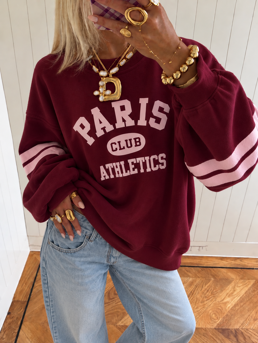 Paris club sweater bordeaux pink