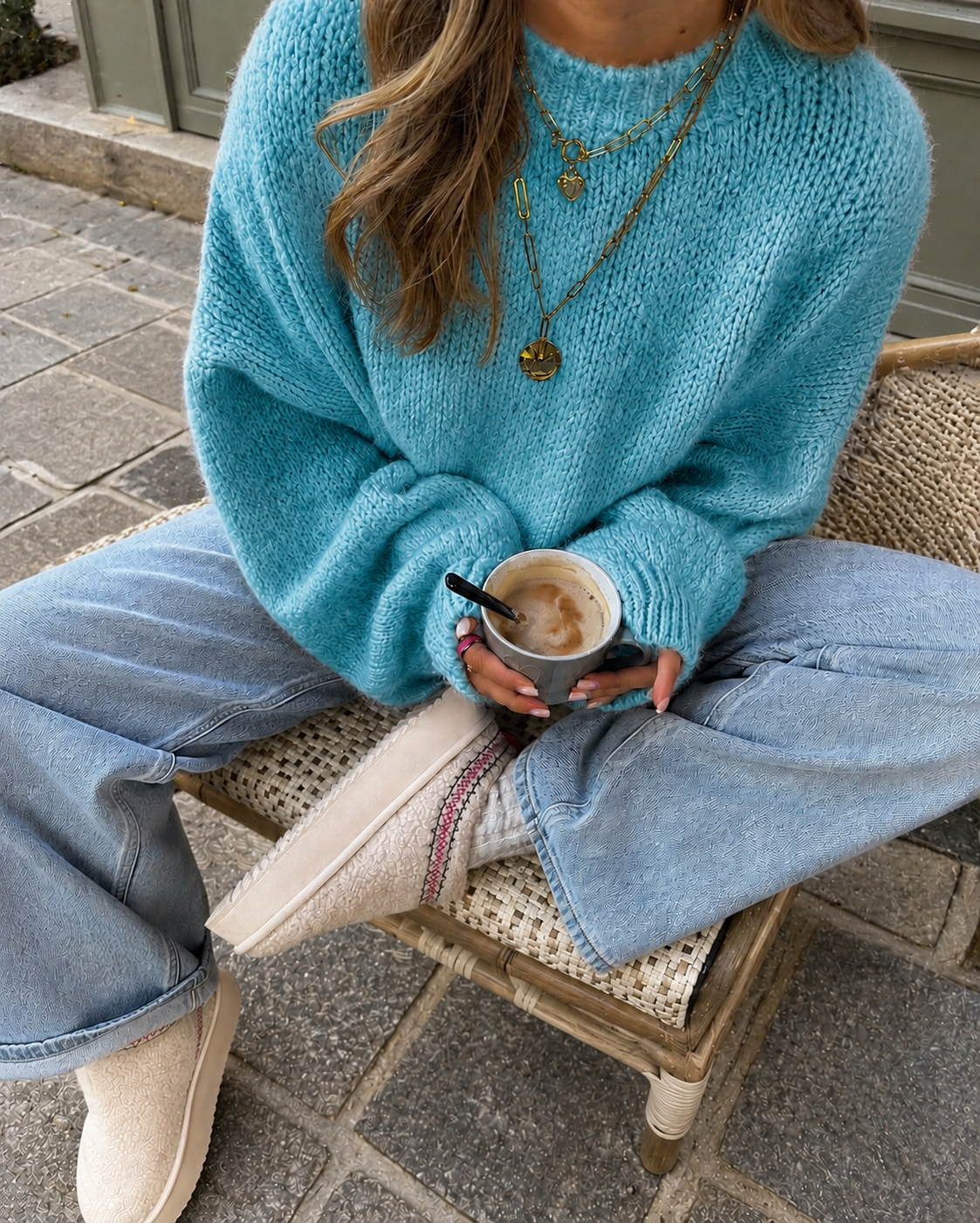 Comfy trui aqua