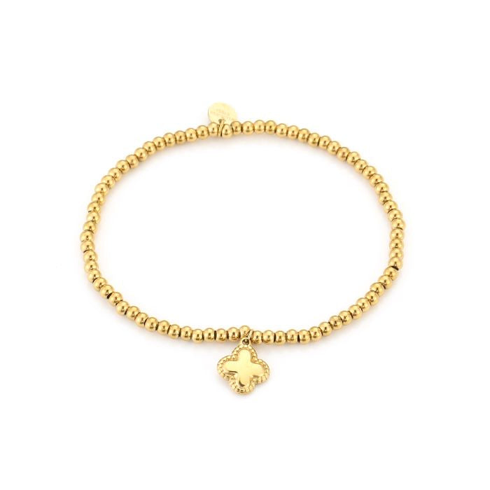 Kralen armband klaver goud