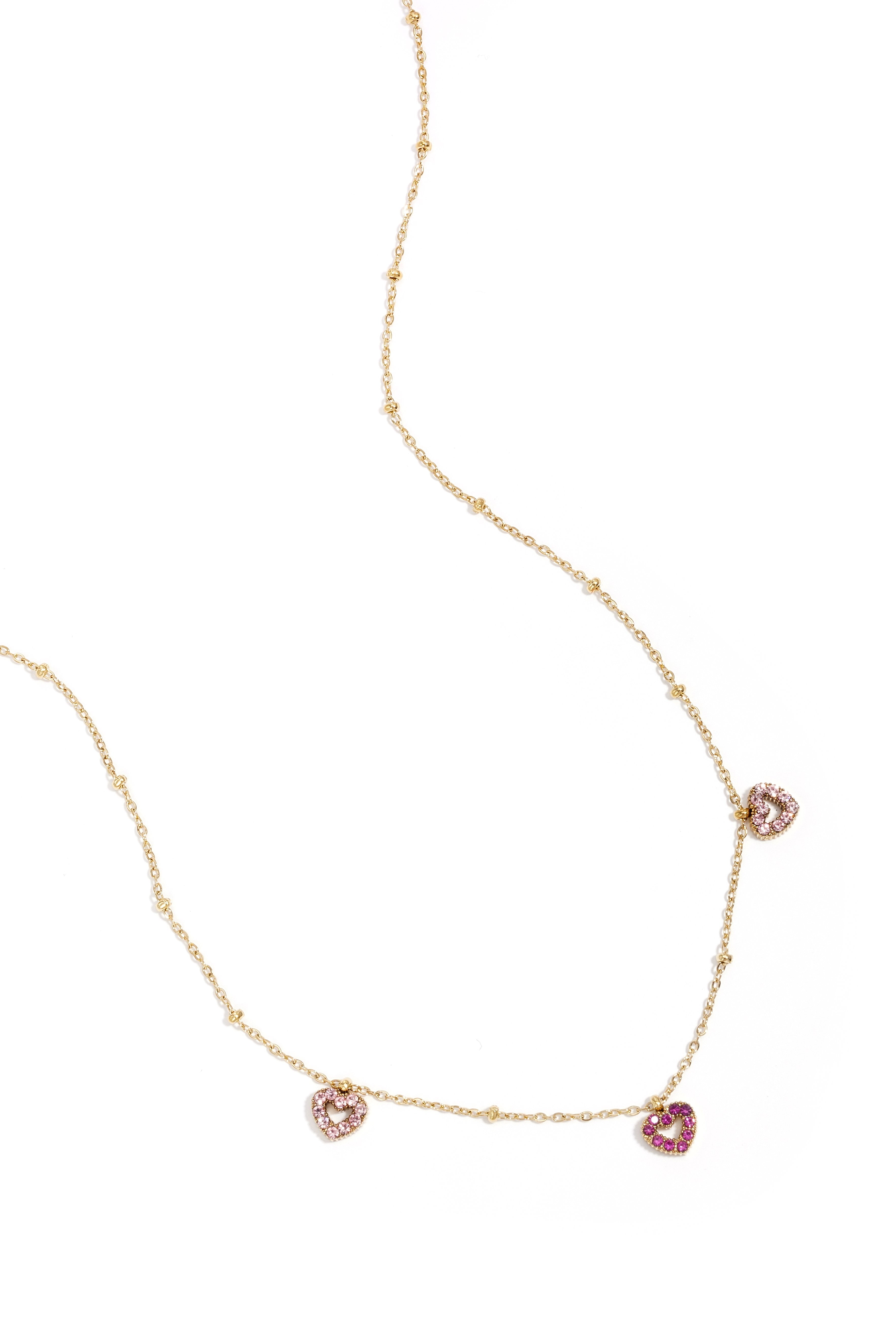 Triple heart ketting shimmer goud roze