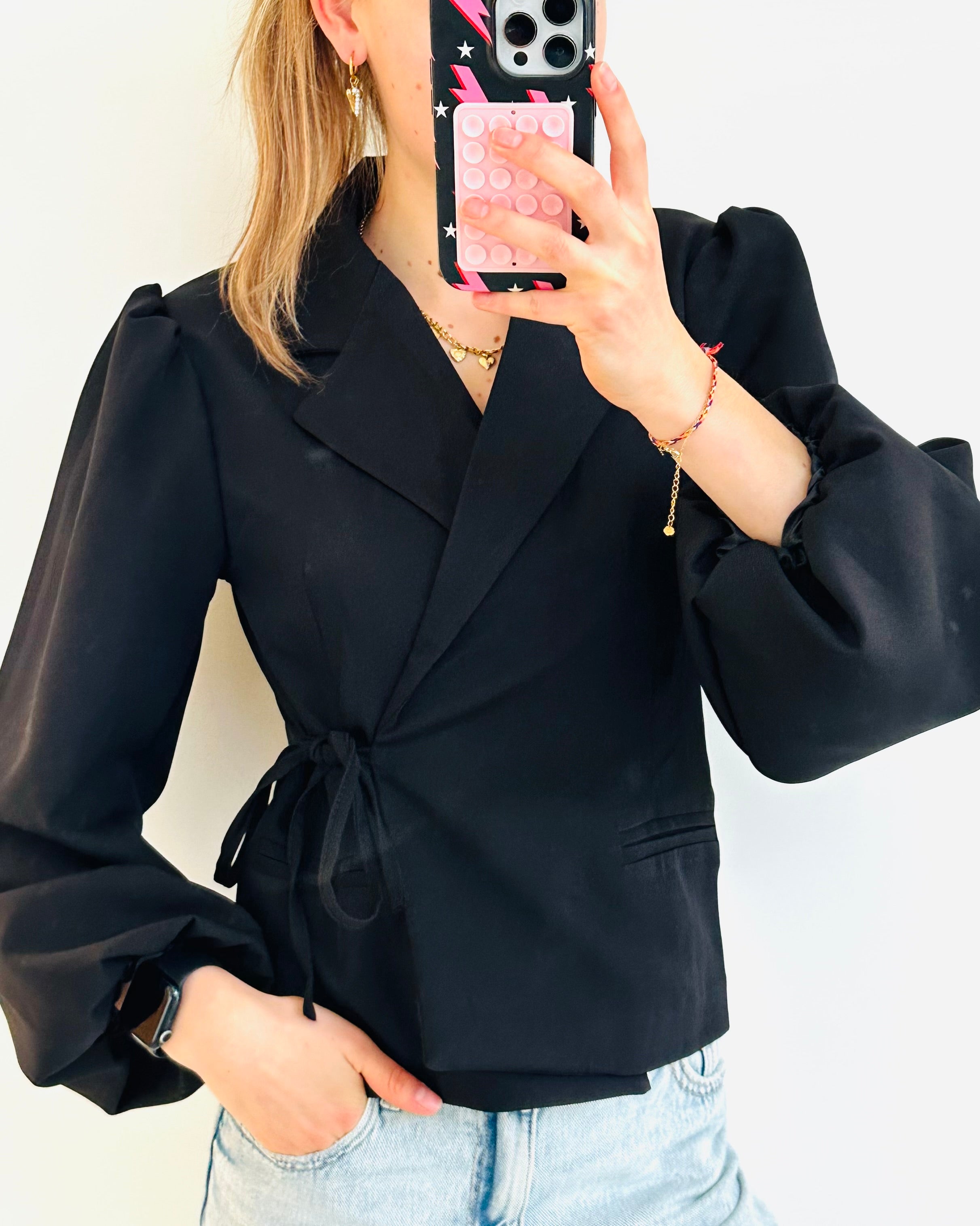 Elin wrap blazer zwart