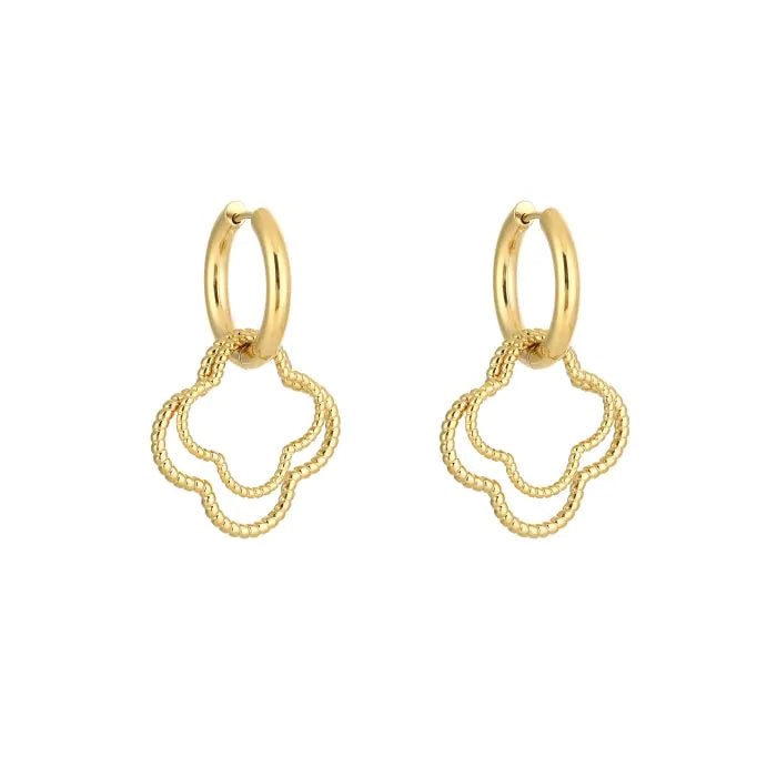 Boucles d'oreilles double trèfle en or